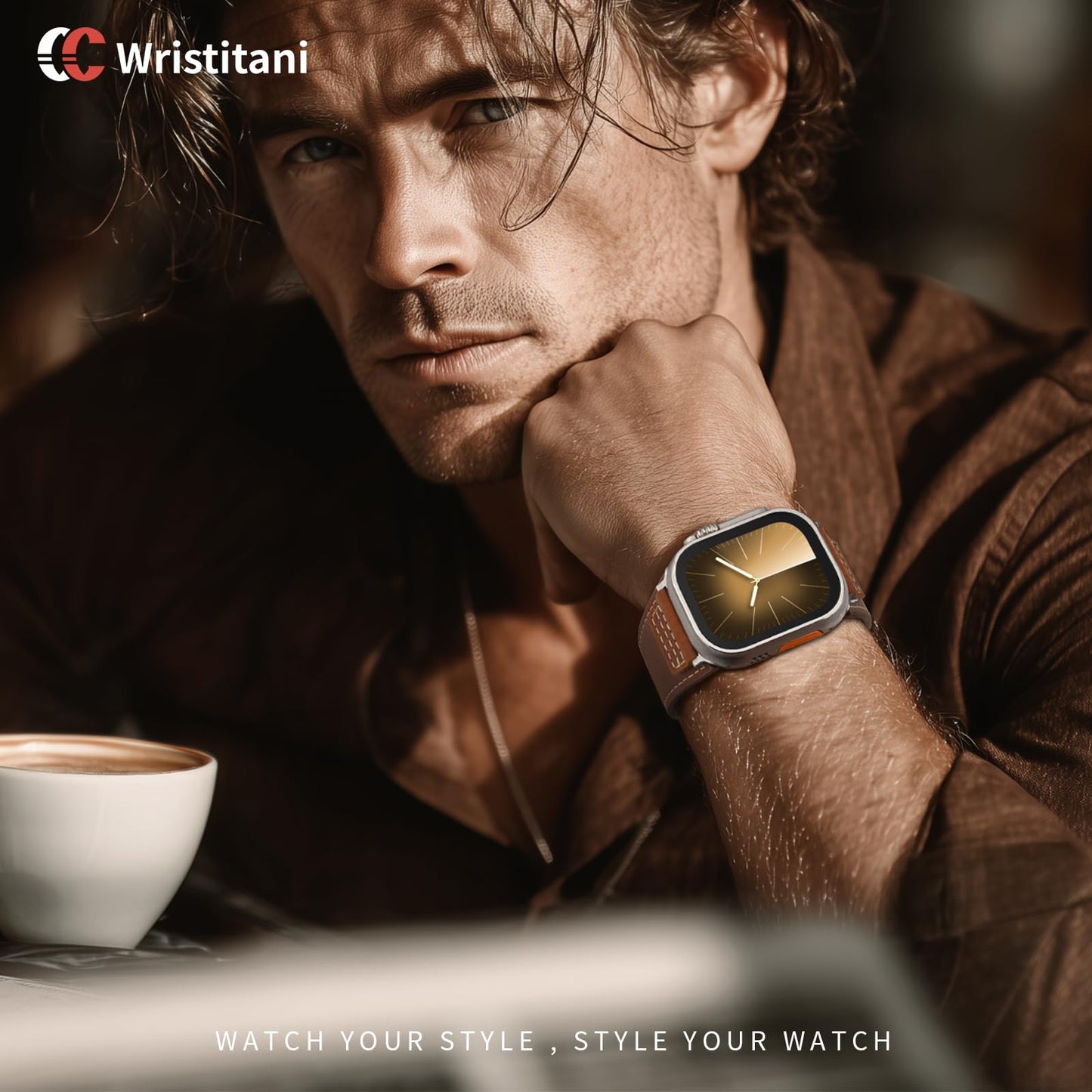 Wristitani Leather Bands Compatible With Apple Watch Band 42mm 41mm 40mm 38mm for Men, Top Grain Genuine Leather Replacement Strap for iWatch SE3/2/1 Series 11 10 9 8 7 6 5 4 3