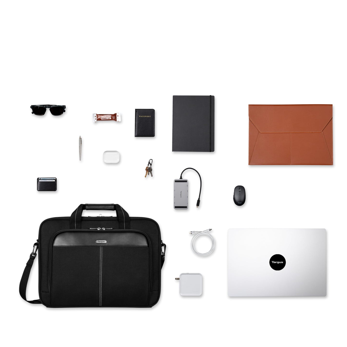Targus 15-16 Inch Slim Lightweight Laptop Briefcase, Black - Messenger and Shoulder Bag with Padded Compartment and Trolley Strap for 16" Laptops (TCT027US)