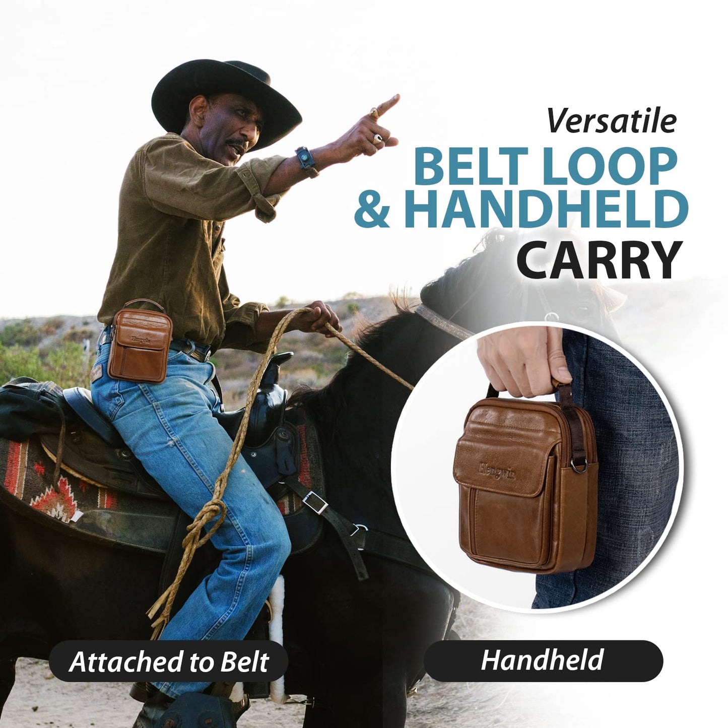 hengwin Travel Leather Crossbody Cell Phone Purse Messenger Bag Waist Pouch Fanny Pack Shoulder Handbags with Top Handle Shoulder Strap (Brown)