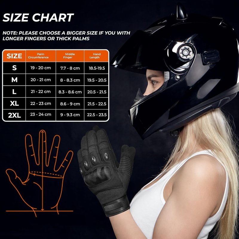 Motorcycle Gloves for Men & Women - Winter Bike Gloves with Hard Shell & Palm Padding | Tactical for Sports, Hiking, Climbing