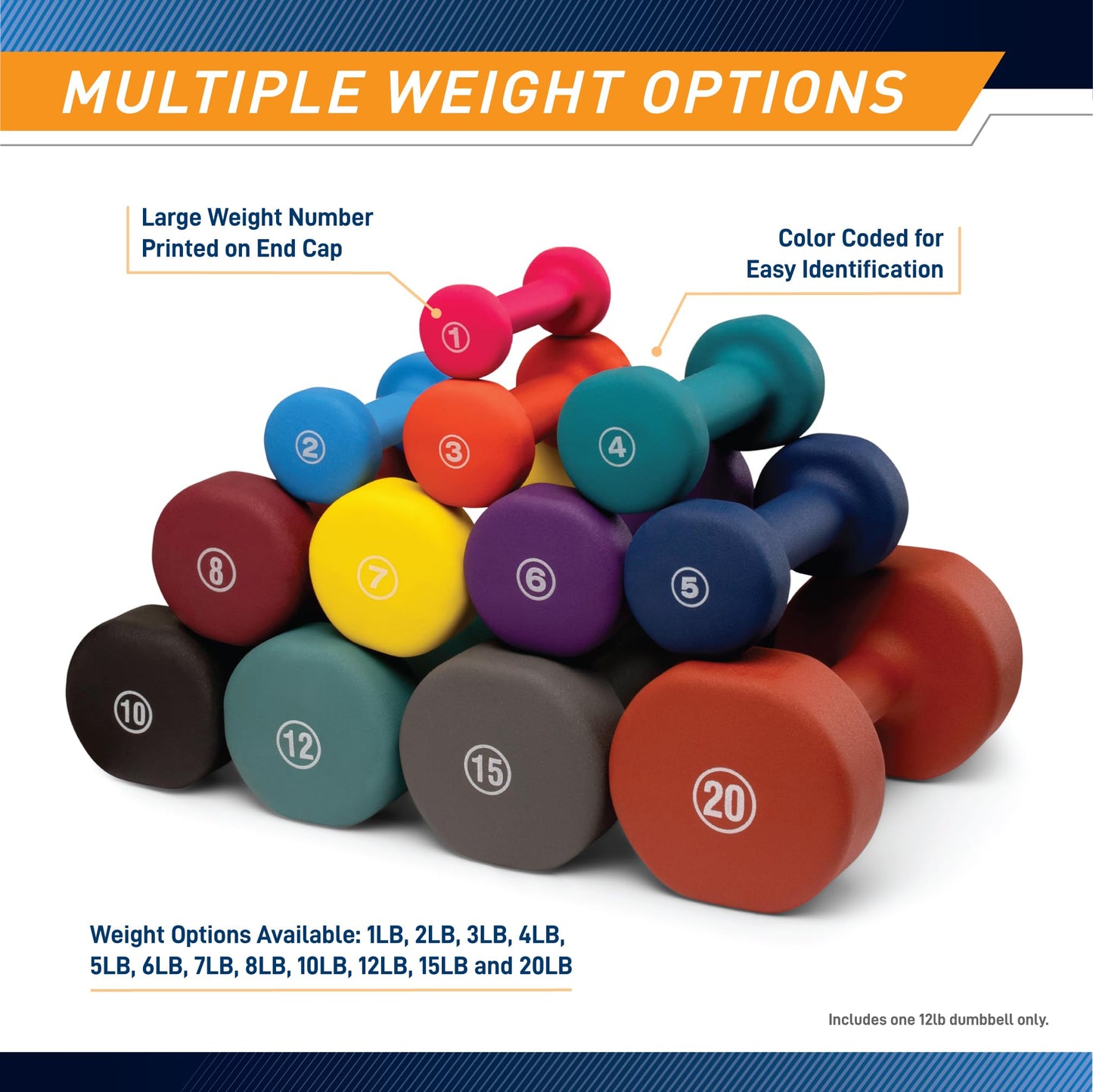 Marcy Neoprene Dumbbell, Single Piece, 1-lb, Fuchsia