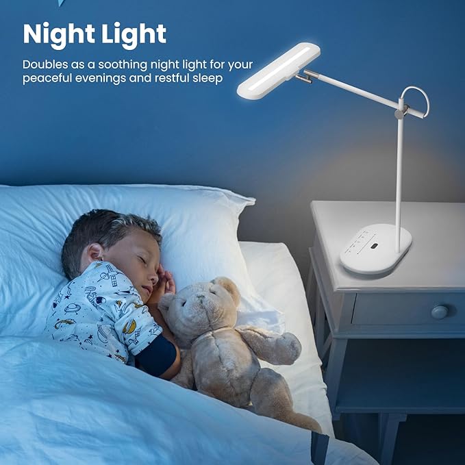 LED Desk Lamp with CRI 98, Advanced Eye-Caring Bright Desk Light for Crafting, Home Office & Kids Studying, Multi-Angle Adjustable, Dimmable Full Spectrum with Touch & Gesture Control