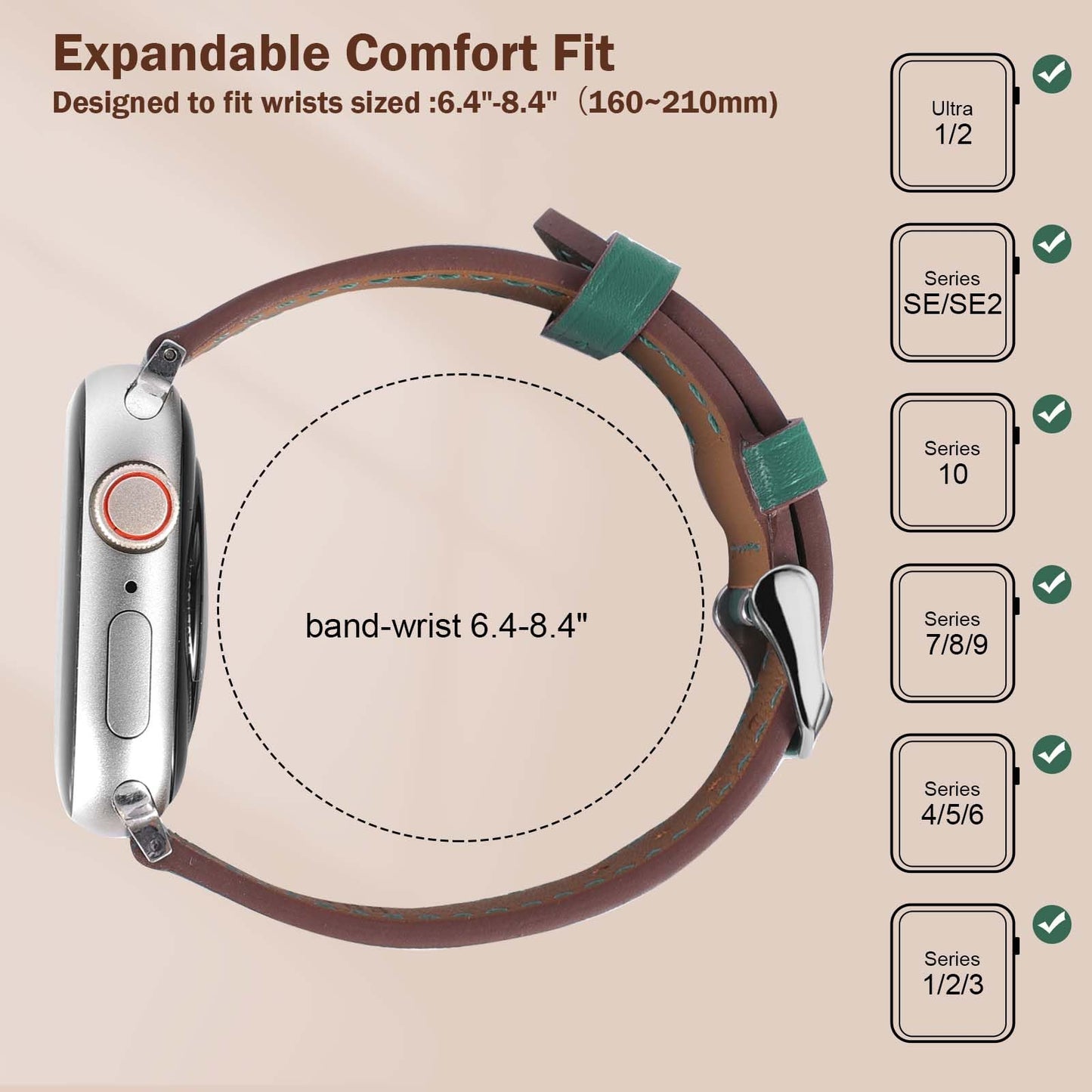 Biggyboom Soft Genuine Leather Bands Compatible with Apple Watch Band 42mm 41mm 40mm 38mm for Women Men, Sweat Wear Resistant Leather Replacement Strap for iWatch Series 11 10 9 8 7 6 SE 5 4 3 2 1