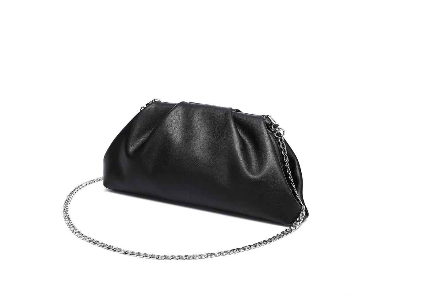 YUWITA Soft PU Leather Clutch Purses for Women Formal Elegant Luxurious Evening Bag (Black)