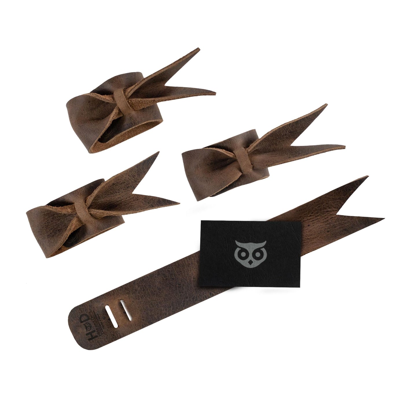 Hide & Groom, Set of 4 Leather Napkin Rings for Wedding Reception, Decoration, Napkin Holders for Dinner Parties, Full Grain Leather, Handmade, Bourbon Brown