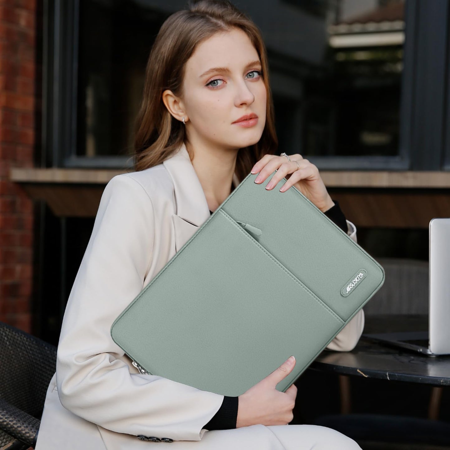 MOSISO Laptop Case 15 inch, 15 inch Laptop Sleeve Compatible with MacBook Air M5 A3448 M4 A3241 M3 A3114 M2 A2941 2026-2023, Dell XPS, Polyester Vertical Computer Sleeve Bag with Pocket, Antique Green