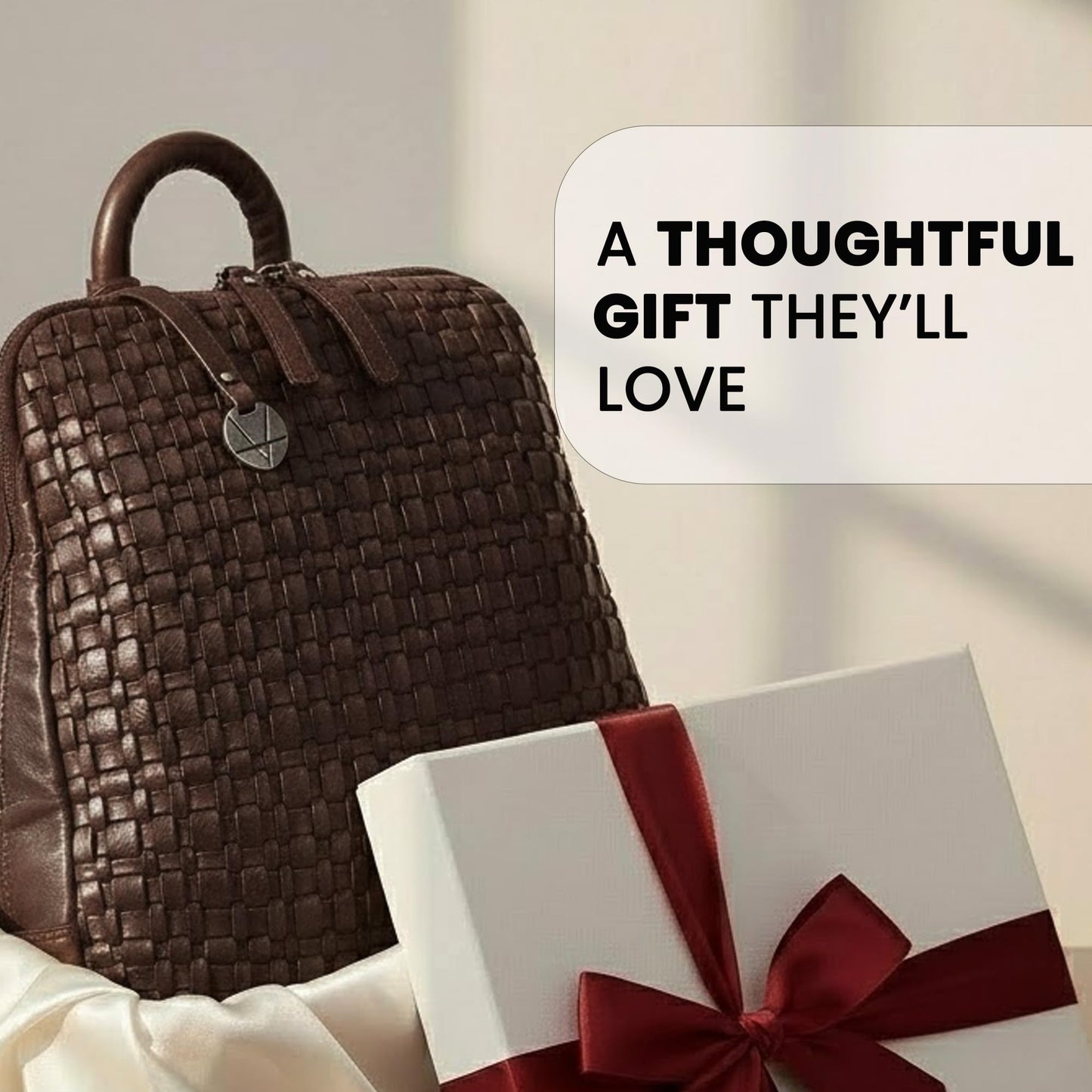 VILENCA HOLLAND 12.5 Inch Genuine Leather Backpack for Women and Men, Brown Leather Backpack with Adjustable Shoulder Strap