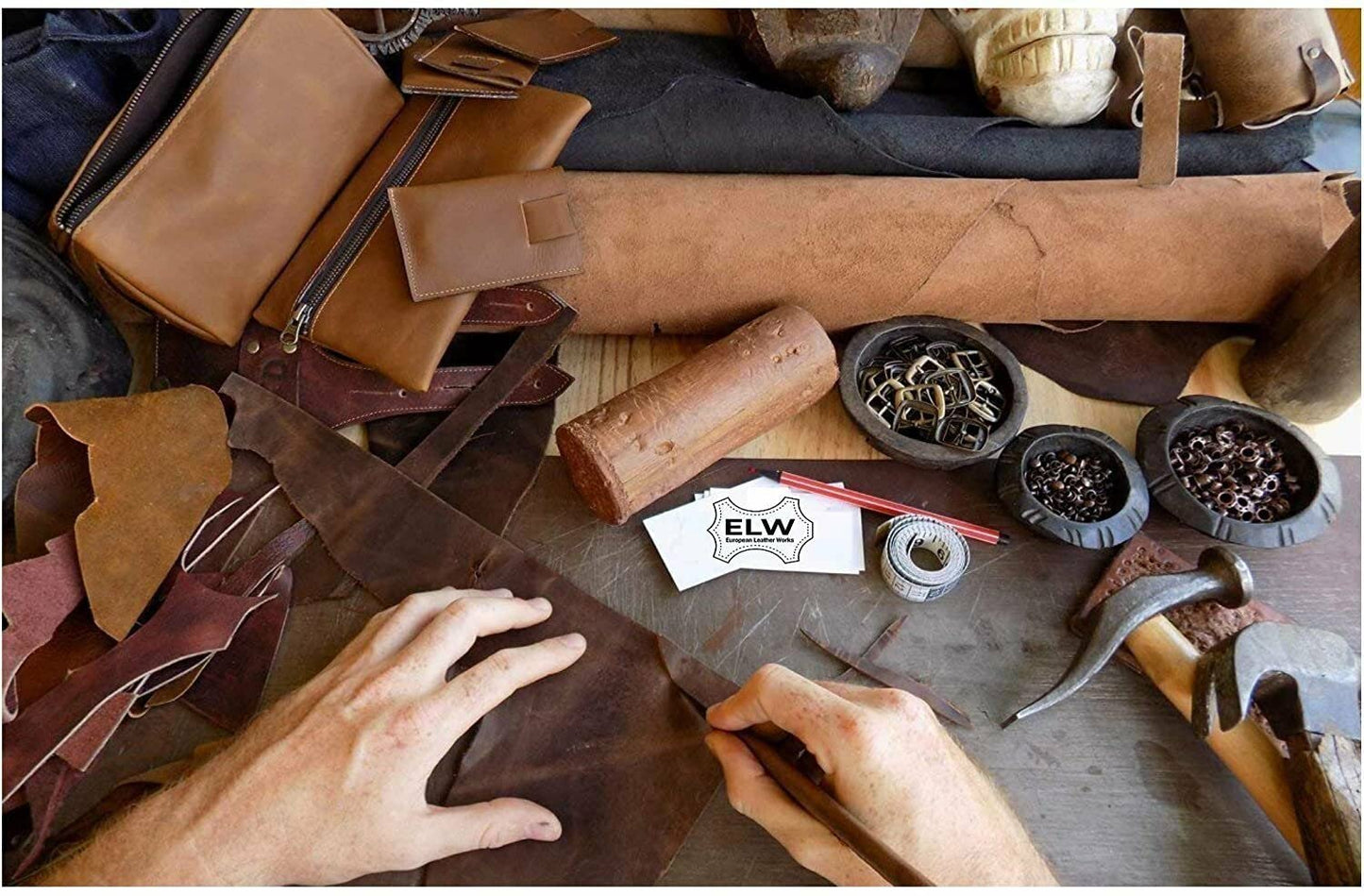 ELW 9-10 oz. (3.6-4 mm) Size: 3βx55β Vegetable Tanned Cowhide Full Grain Import Tooling Leather Belt Blanks, Straps/Strip for DIY & Craft, Harness, Holsters