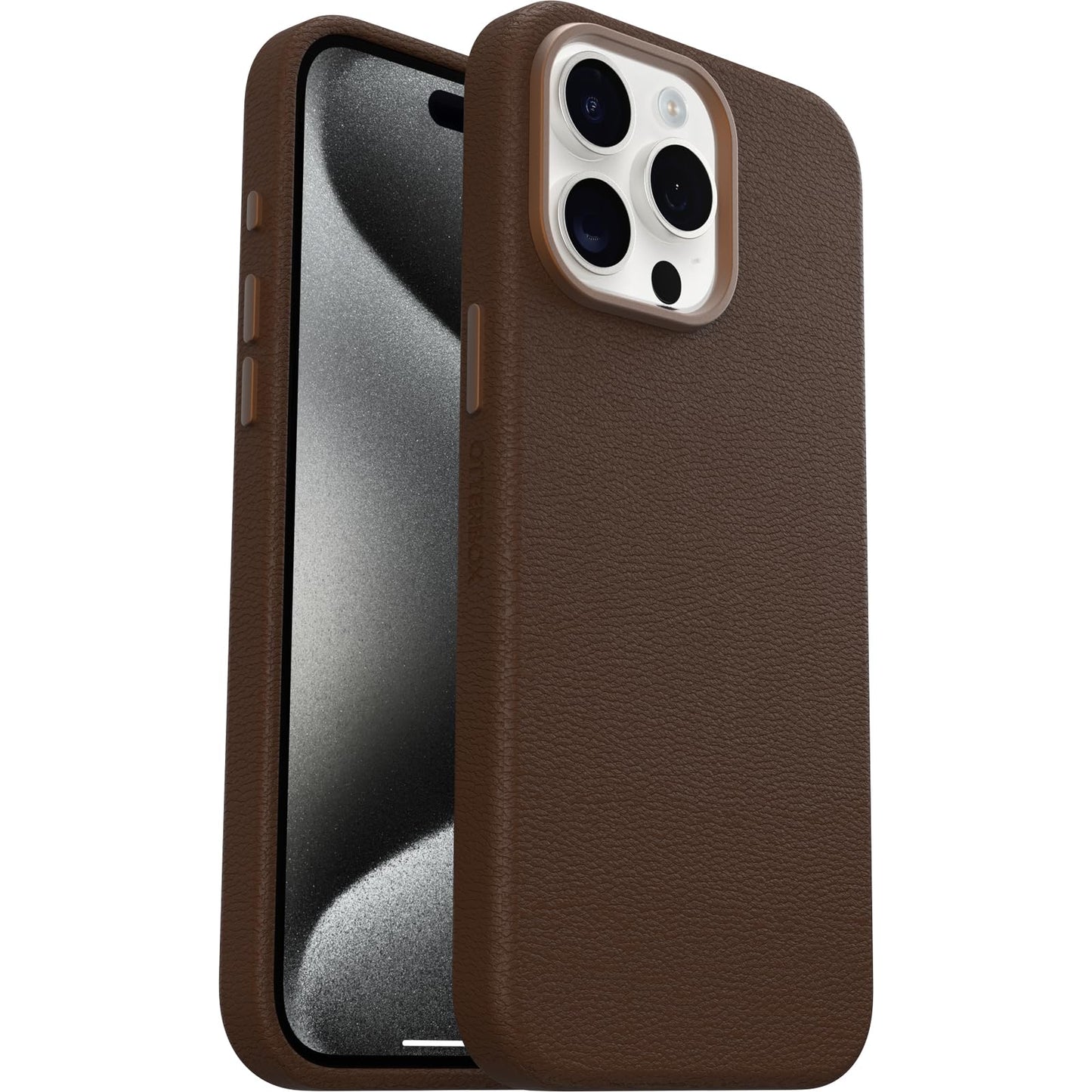 OtterBox iPhone 15 Pro Max Symmetry Series Cactus Leather for MagSafe - Rich Adobe (Brown), Snaps to MagSafe, Ultra-Sleek, Raised Edges Protect Camera & Screen, Slim, Premium, Protective iPhone Case