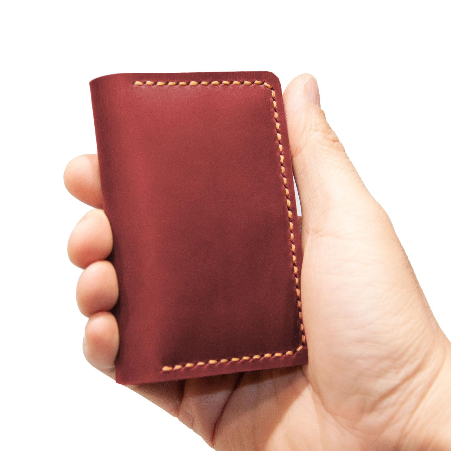 Turbosnail Leather Origami Wallet, Minimalist Pocket Wallet, Coin Purse And Card Case Wallet, Leather Business Card Holder, Credit Card Holder, Magnet Button Wallet (Red)