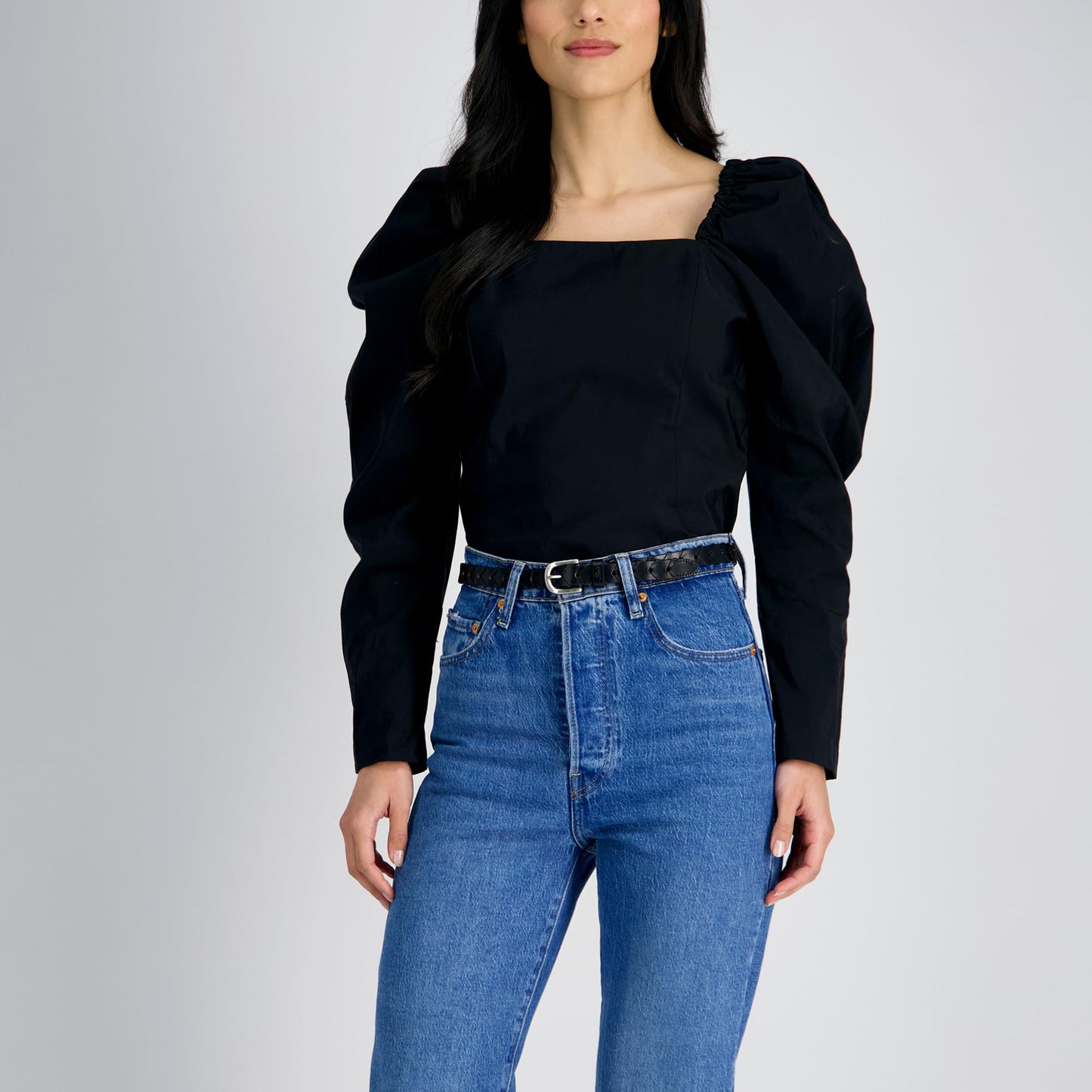 Levi's Women's Fully Adjustable Skinny Leather Braid Belt, Black, Small