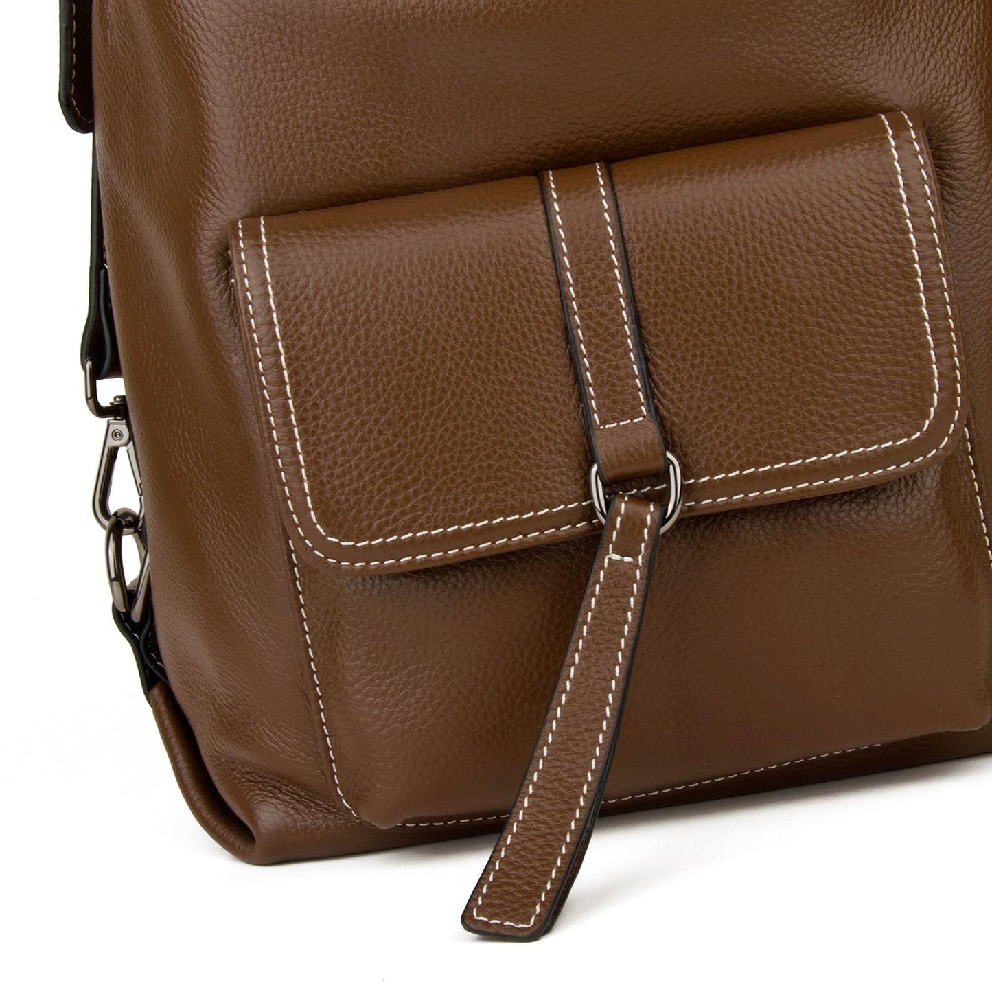 DONNAIN Genuine Leather Backpack Purse for Women Large Capacity, Anti-Theft Travel Backpack Leather Convertible Shoulder Bag (Coffee)