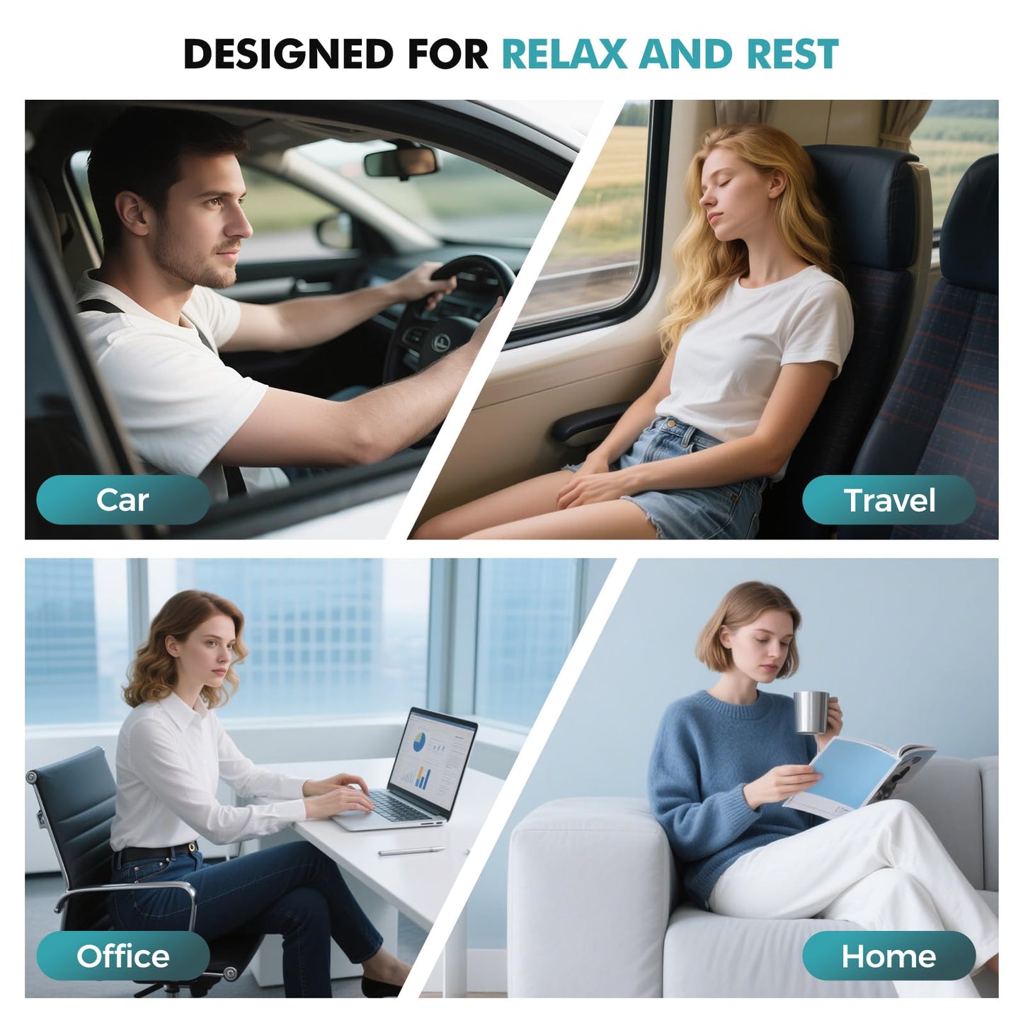 Travel Neck Pillows for Airplanes - 360° Ergonomic Memory Foam Travel Pillow - Relief Neck Pain with Breathable Support for Long Flights, Car, Train & Office Use - Adults & Kids