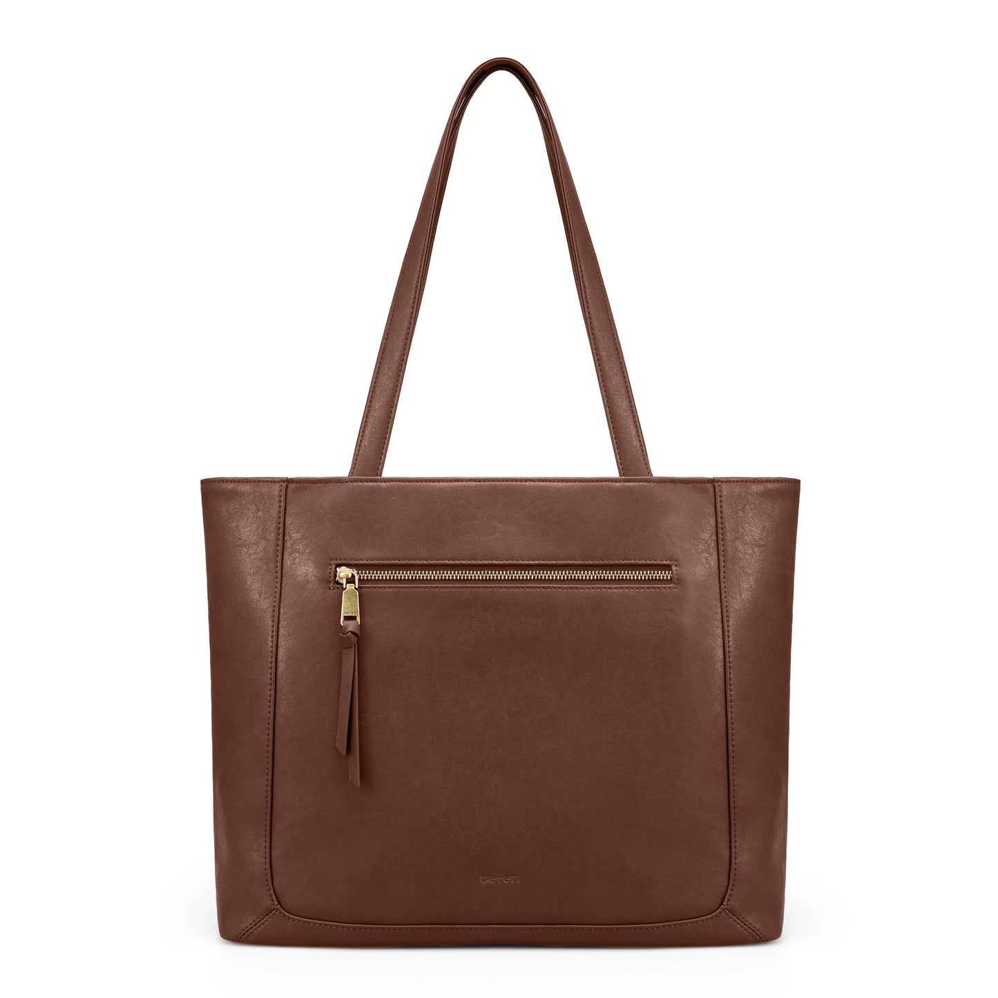 befen Genuine Leather Tote Bag for Women Work, Large Tote Bag with Zipper Real Leather Purse with 15.6" Compartment Womens Designer Shoulder And Handbags For Travel Everyday, Brown