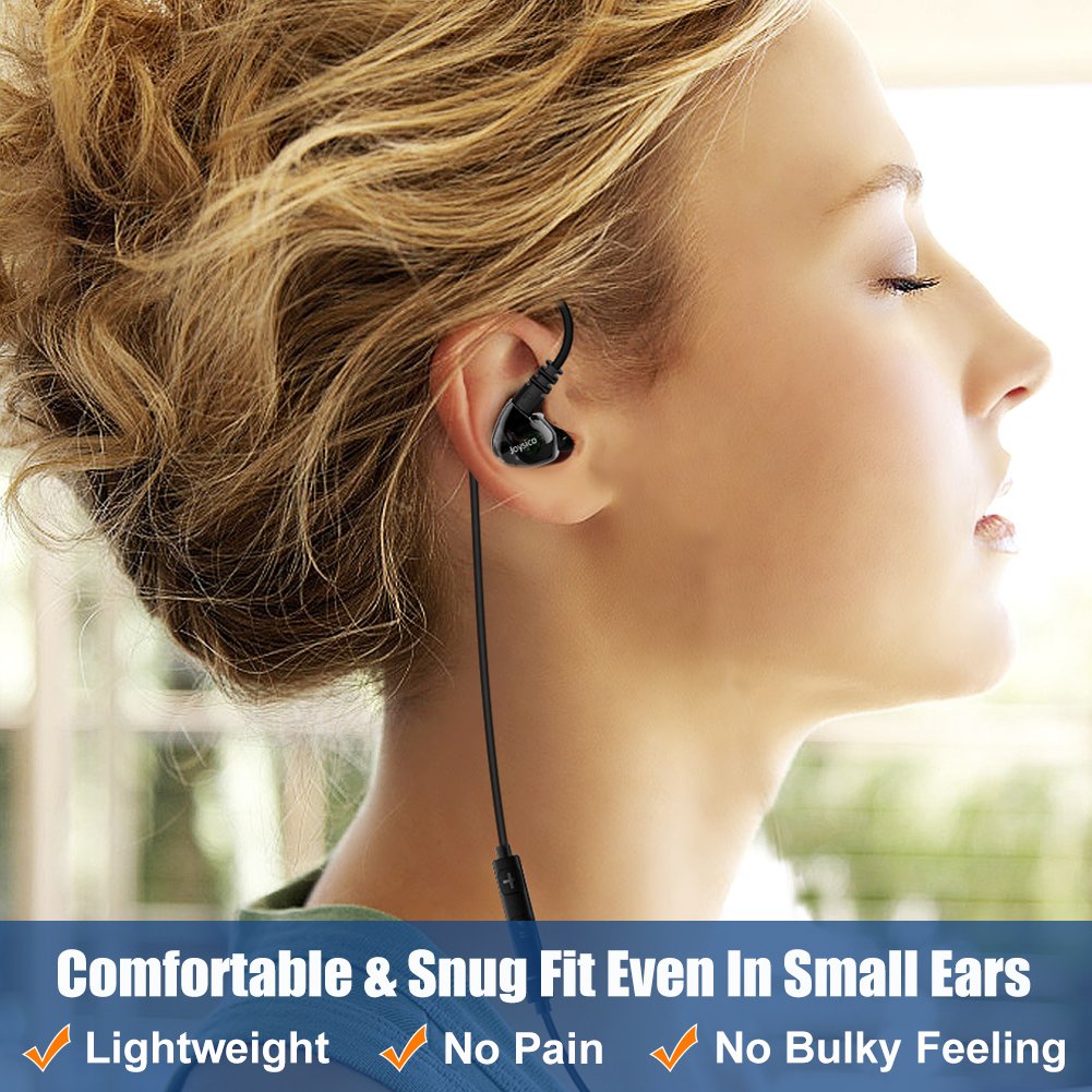 Joysico Sport Headphones Wired Over Ear in-Ear Earbuds for Kids Women Small Ears Comfortable, Earhook Earphones for Running Exercise Jogging, Ear Buds with Microphone and Volume for Cell Phones Black