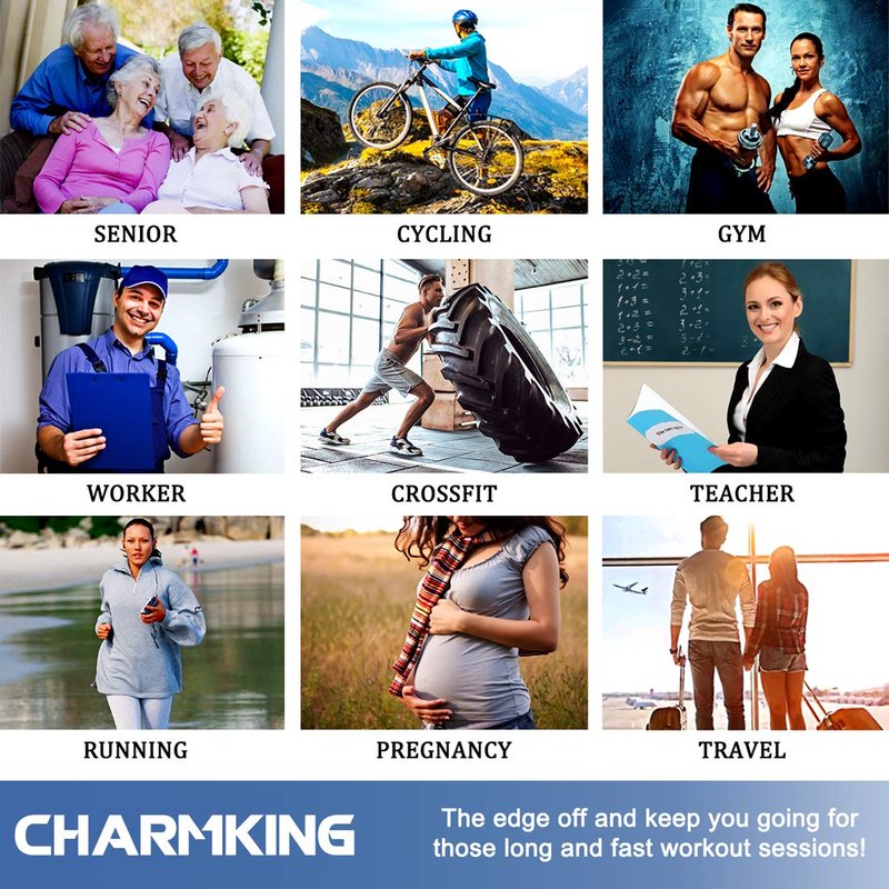 CHARMKING Compression Socks for Women & Men (8 Pairs) 15-20 mmHg Graduated Copper Support Calf Socks are Best for Pregnant, Nurses - Boost Performance, Circulation, Knee High Wide Calf(L/XL, Multi 63)