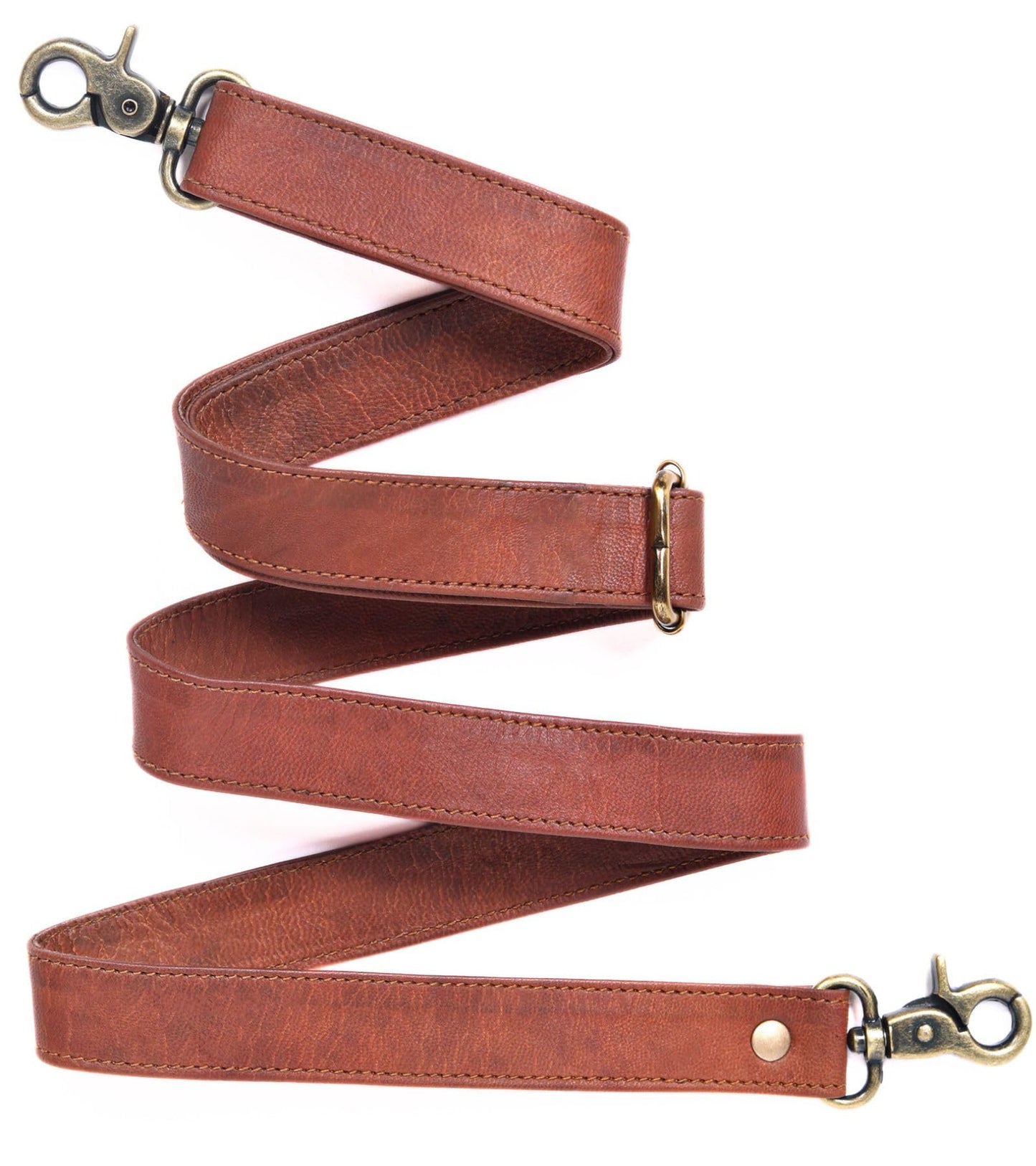 Genuine Brown Leather Purse Straps Replacement Crossbody - 60-inch Long Thin Adjustable Shoulder Straps for Handbags, Purses, Tote, Leather Bags with Gold Metal Swivel Hooks