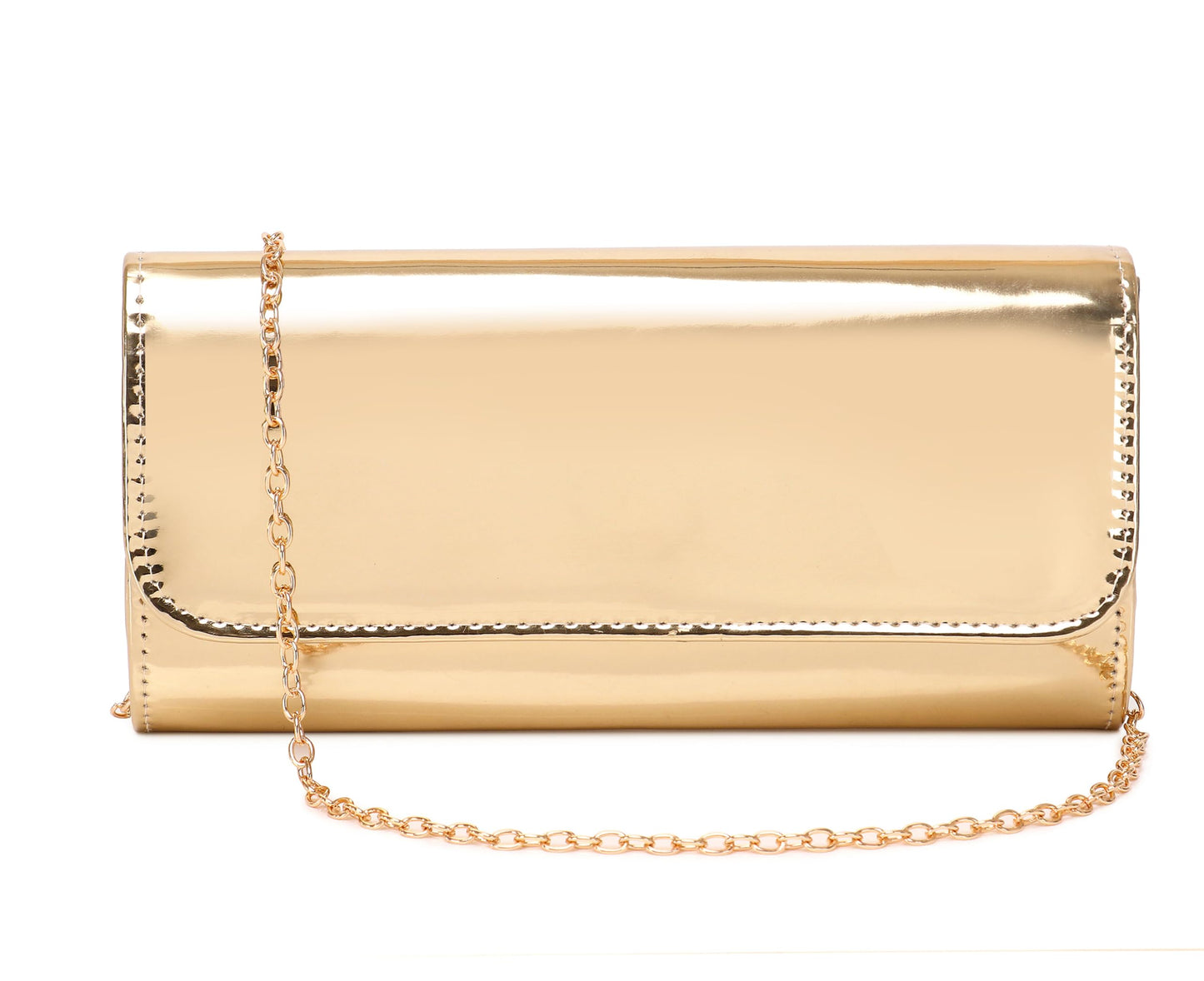MUDUO Patent Leather Envelope Clutch Purse Shiny Candy Foldover Clutch Evening Bag for Women (Gold18)