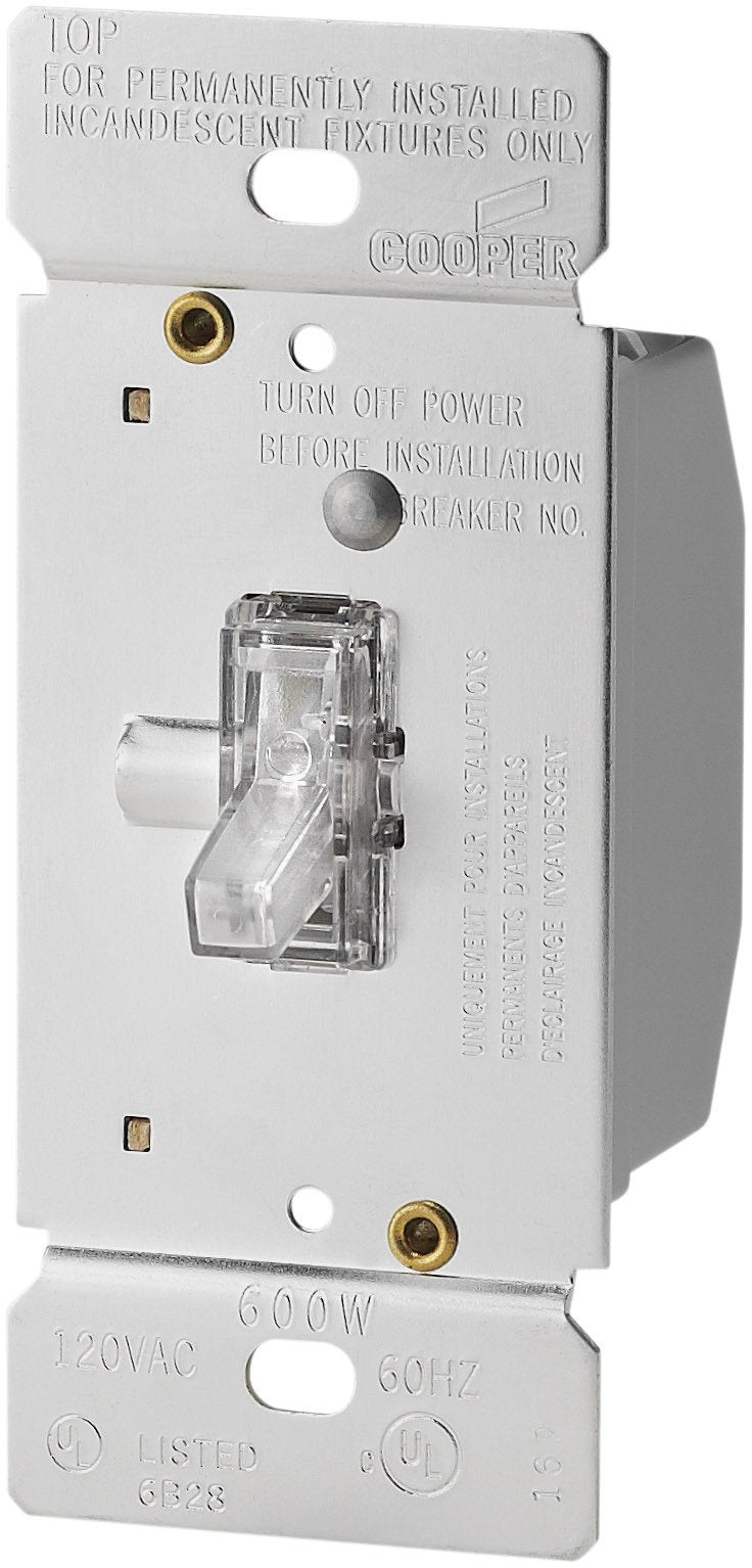 Eaton TI306L-K 600-Watt 120-Volt Single-Pole/3-way Lighted Incandescent/Halogen Toggle Dimmer with Non-Preset