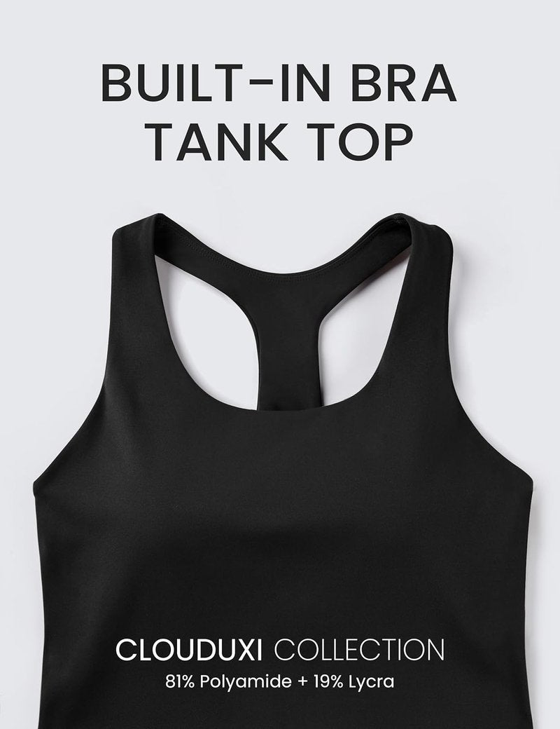 Clouduxi Workout Tank Tops for Women - Racerback Yoga Shirts with Built-In Bra | Athletic Sleeveless Camisole