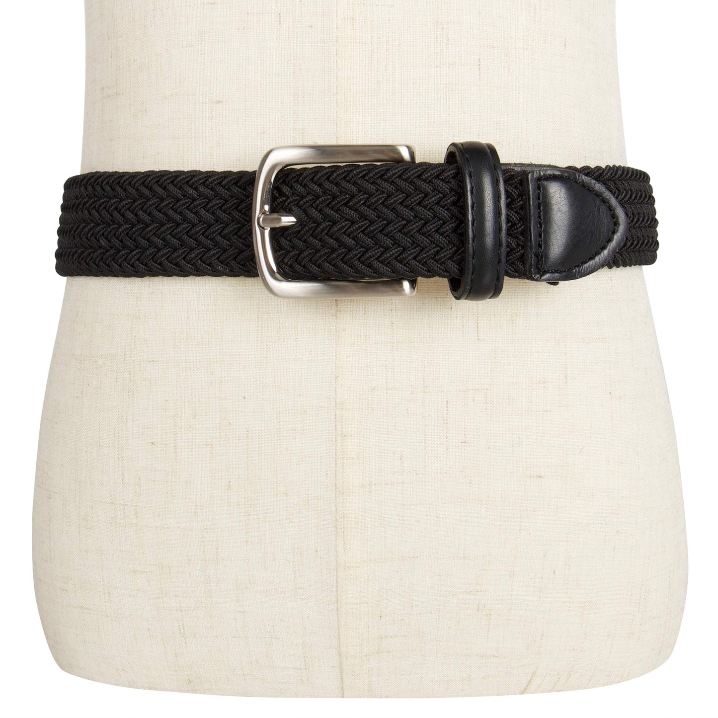 Dockers Big Boys Dockers Big Boys' Braided Elastic-web Stretch Belt, Black, Large