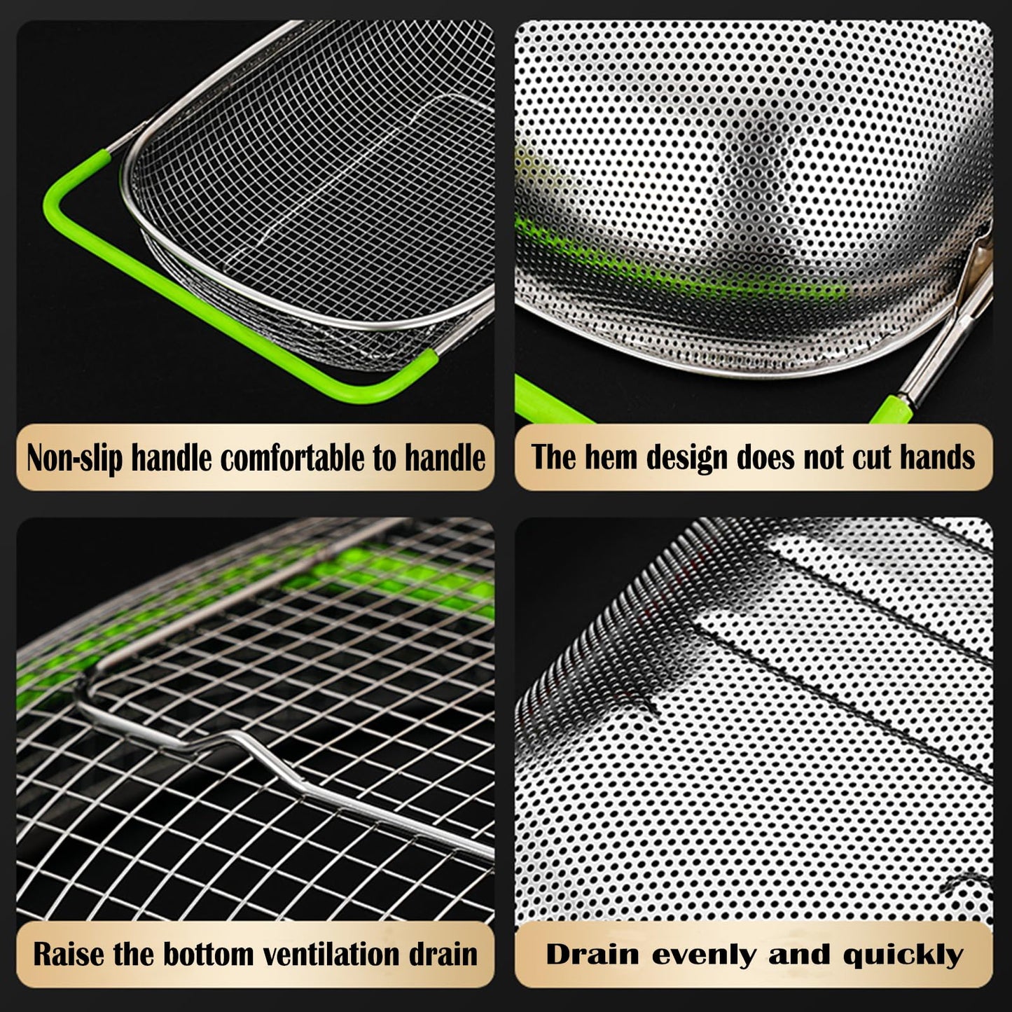 Tenta Tenta Kitchen Over Sink Strainer Colander Basket Stainless Steel For Kitchen with Rubber Grip, Large Kitchen collapsible colander, Dishwasher Safe Draine Strain Fruits,Vegetables,Pasta,Greens.