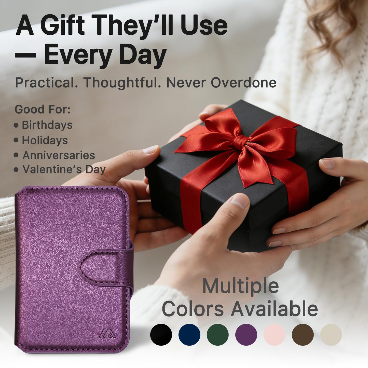 MEFON for MagSafe Wallet, Magnetic Phone Wallet RFID Blocking, Slim 5-8 Card Holder with Cash Slot & Clear ID Window, Minimalist Mag Safe Wallets for iPhone 17/16/15/14/13/12 Series, Amethyst Purple