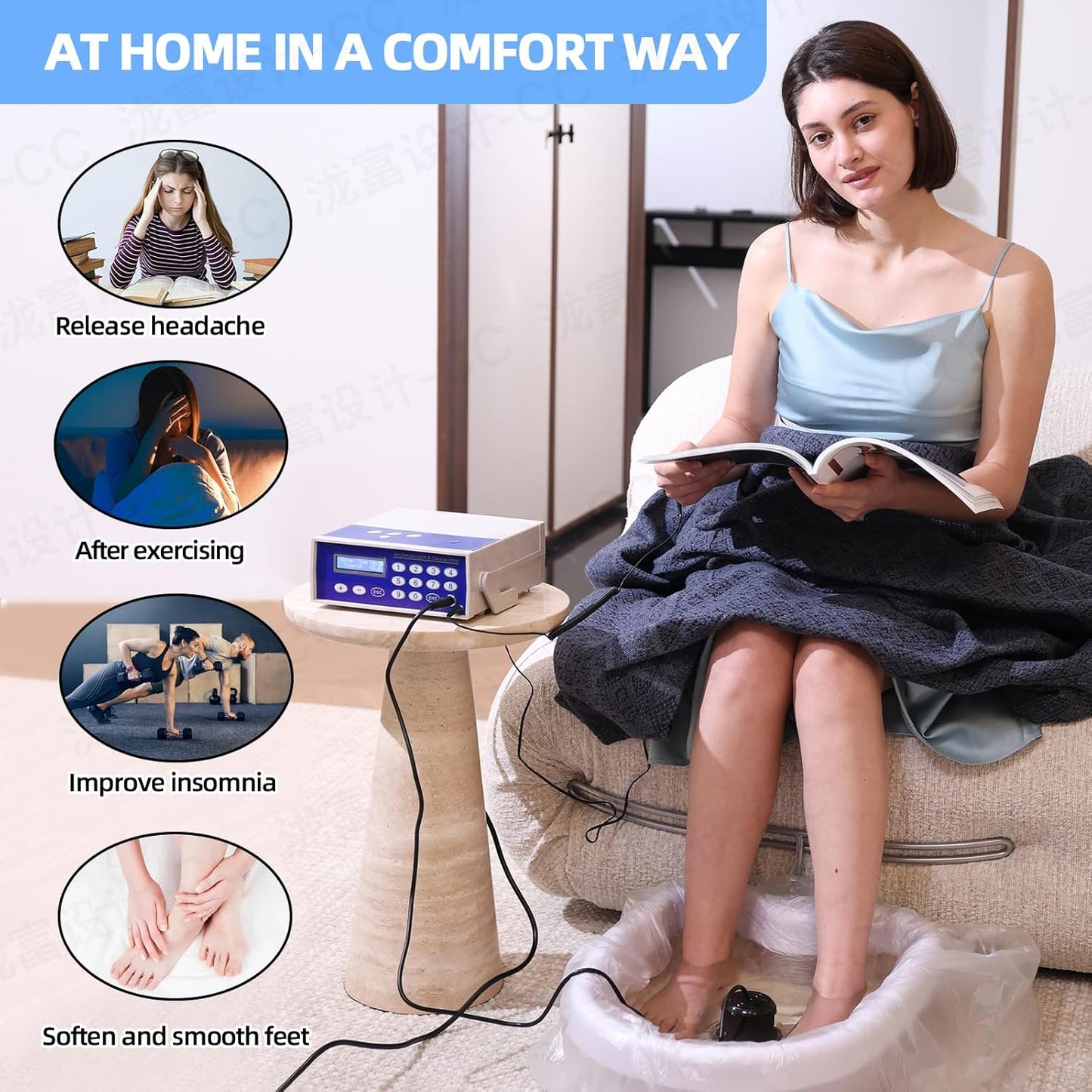 Ionic Detox Foot Bath Machine, Feet Detox Machine Ionic Detox Foot SPA System with LED Display, Professional Tub Basin,Far Infrared Belt and Wrist Strap,Spa at Home Detox