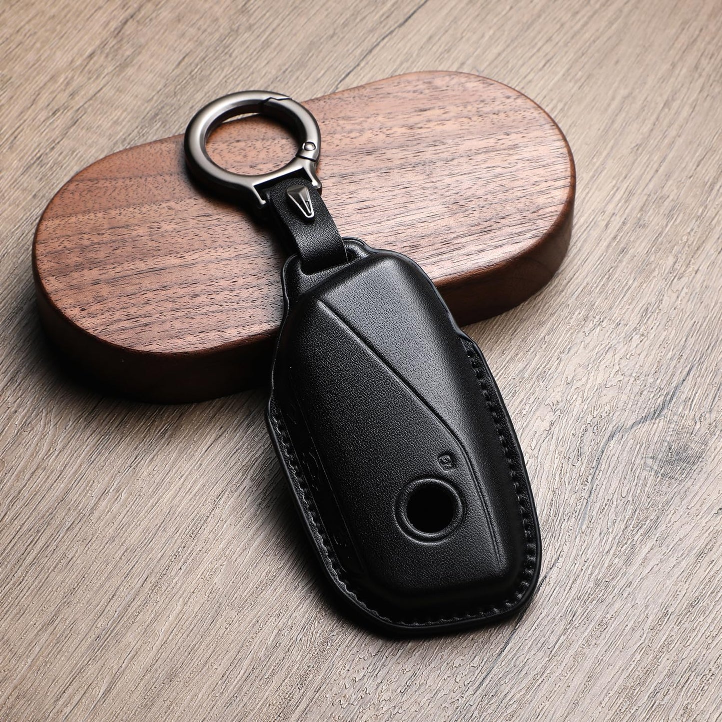 CLCWYSK For BMW Key fob Cover with Keychain, Genuine Leather Car Key Case Full Protection Compatible with BMW 2023-2025~up New 5/7 Series 740i 760i X1 X2 X3 X5 X6 X7 XM IX IX3 I5 I7 etc