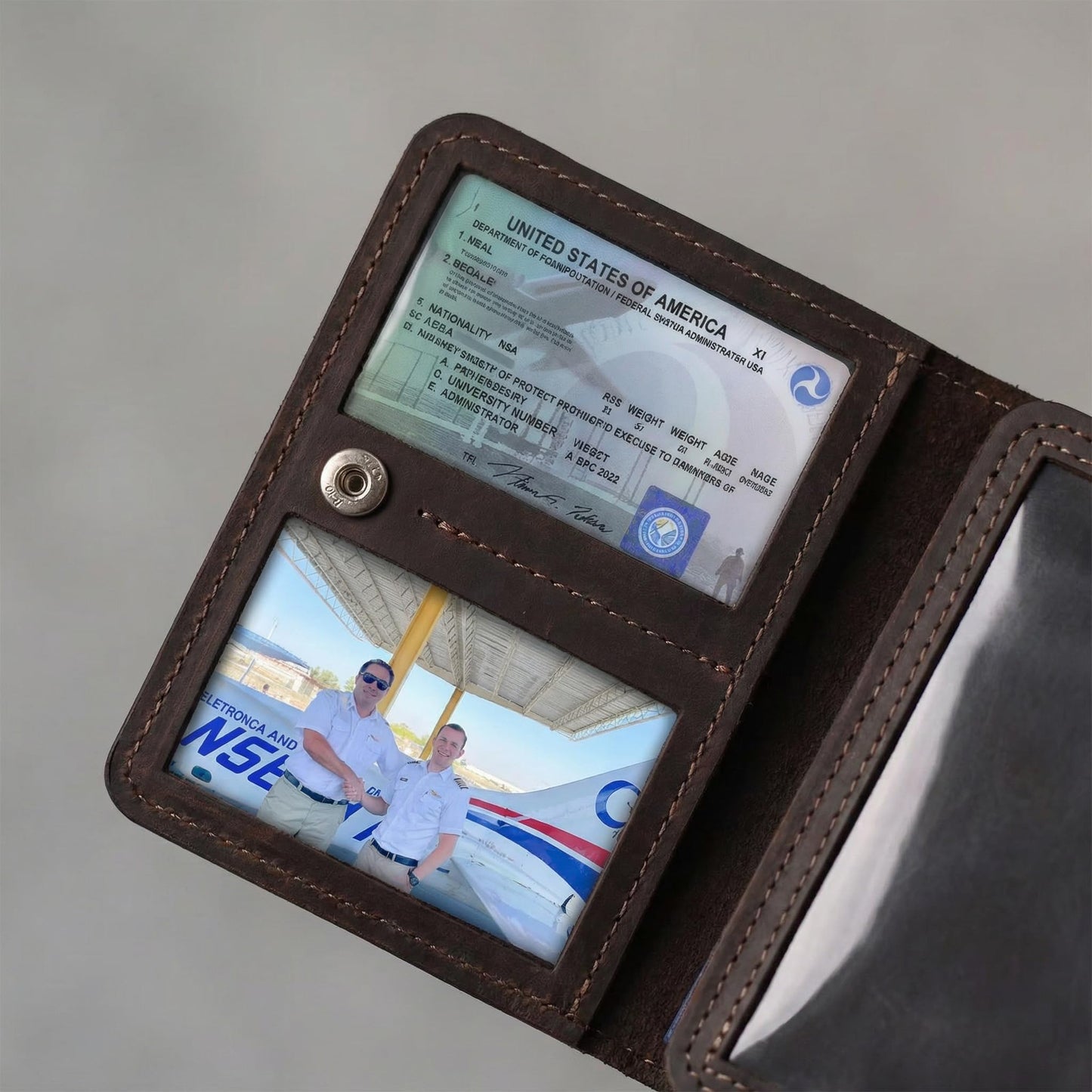 TORAKIP Leather Pilot Document Holder – Compact Travel Document Wallet for Passport, Boarding Pass & Cards, Genuine Crazy Horse Leather Organizer for Pilots & Travelers, Brown