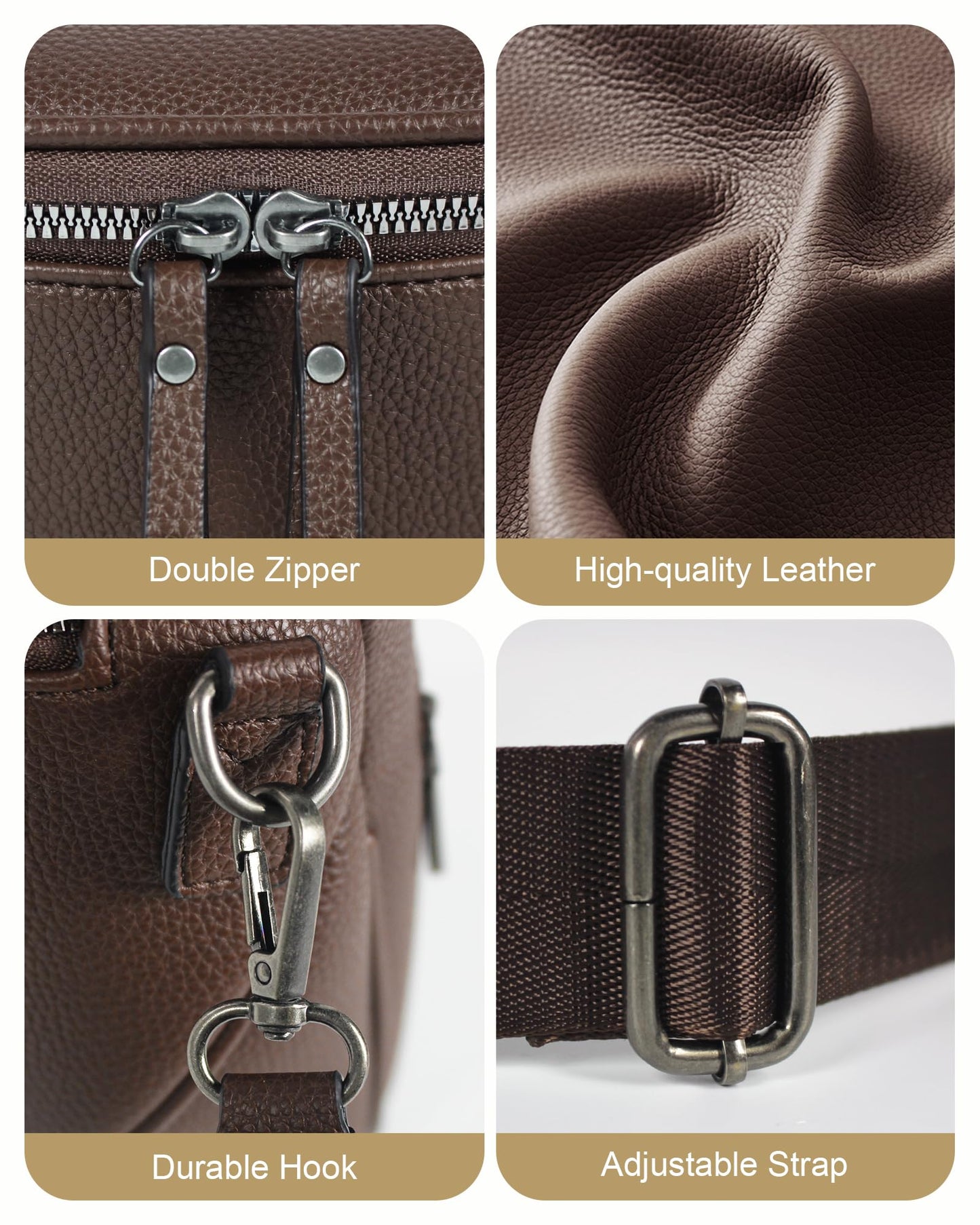 CHERUBEL Crossbody Bags for Women, Large Vegan Leather Trendy Bum Bag (Chocolate Brown)