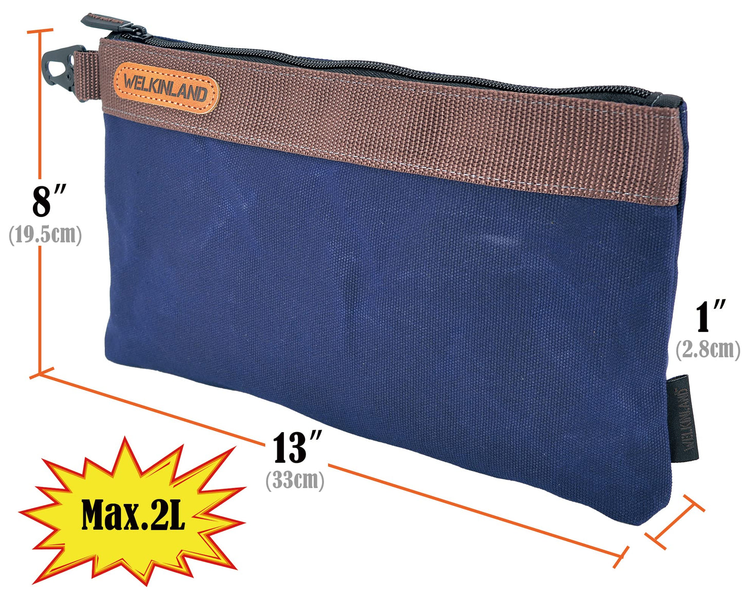 WELKINLAND Heavy-Duty Canvas Tool Pouch - 4PCS, 12" Waxed Canvas Zipper Tool Pouch