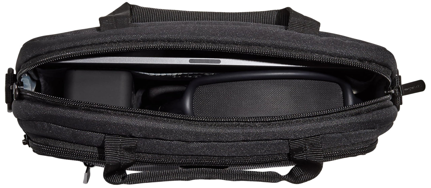 Amazon Basics 11.6 inch Laptop Bag with Shoulder Strap and Handle, Briefcase with Large Capacity Compartments for Tablets and Accessories, Black, 1-Pack