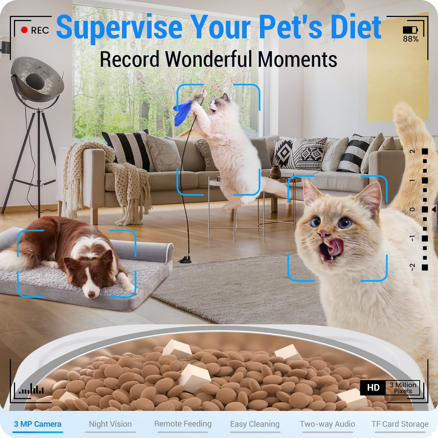 Frienhund Automatic Cat Feeder with 2K Camera: 5G WiFi Automatic Dog Feeder with Night Vision, Auto Cat Food Dispenser with 7L Large Pet Food Storage for Multiple Pet,Detachable for Easy Clean -29 Cup