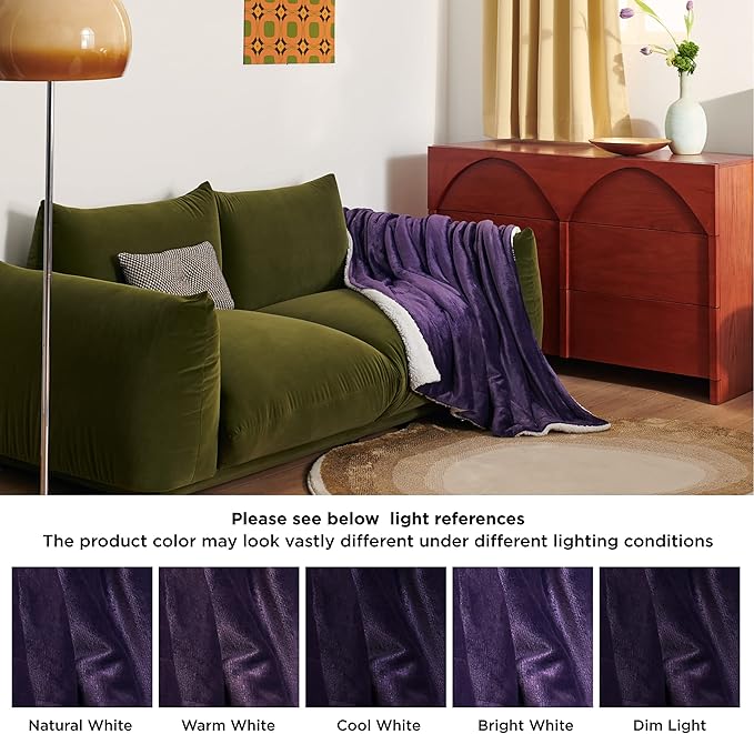 Bedsure GentleSoft Sherpa Fleece Throw Blanket for Couch - Thick and Warm Throw for Women, Soft Fuzzy Plush Blanket for Winter, Purple, 50x60 Inches