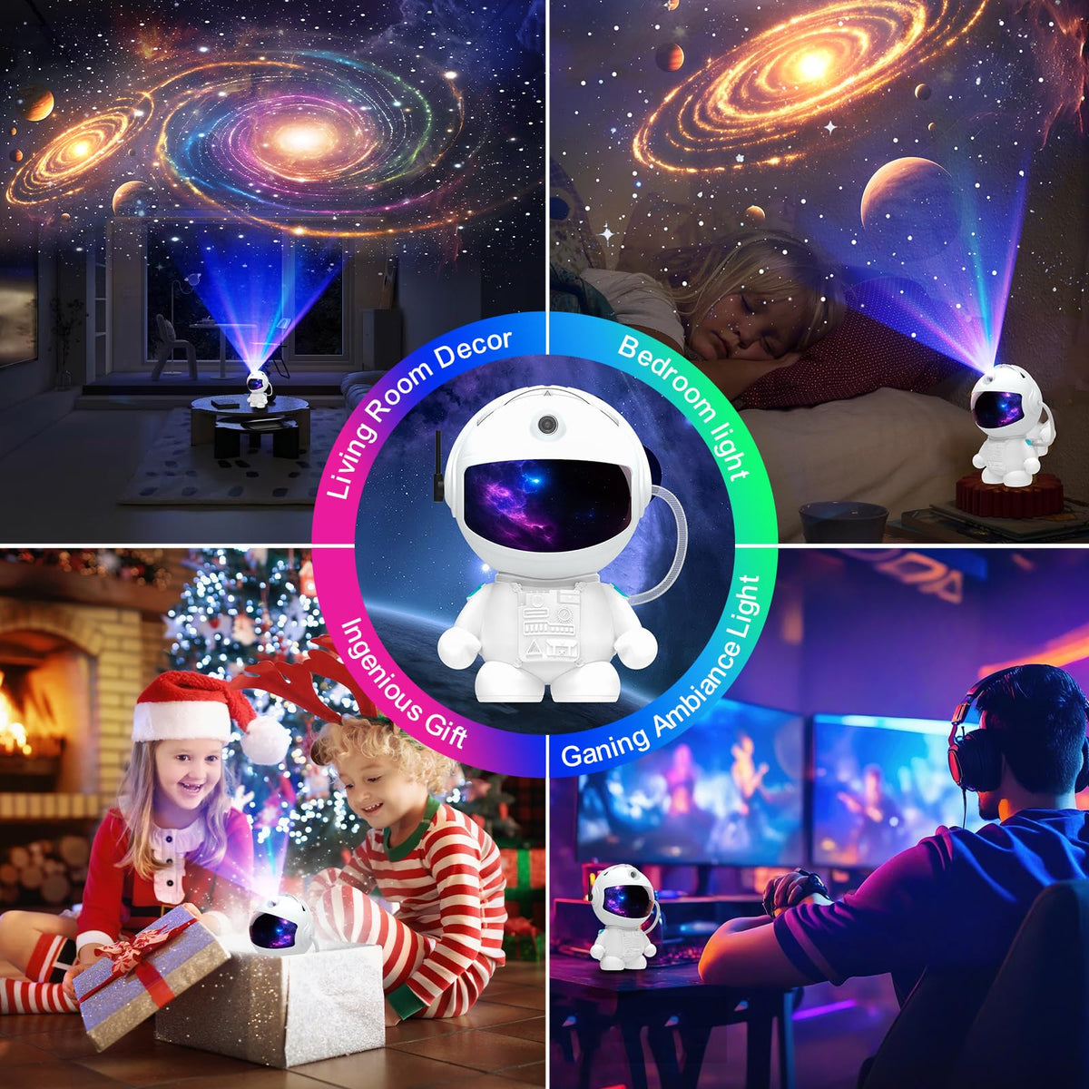 Astronaut Planetarium Projector for Bedroom, 12 Image Discs, Galaxy Projector Star Night Light, Ceiling Mood Lighting, LED Space Galaxy Lamp, Kids Adults Room Decor
