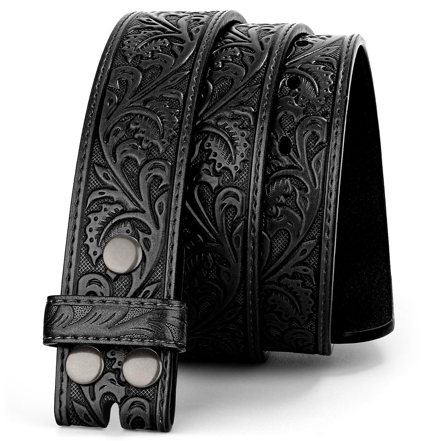 BELTROAD Western Leather Buckle Belt for Men Women Cowboy Cowgirl Leather Mens Belts for Jeans Embossed Men's Birthday Christmas Belts Gifts