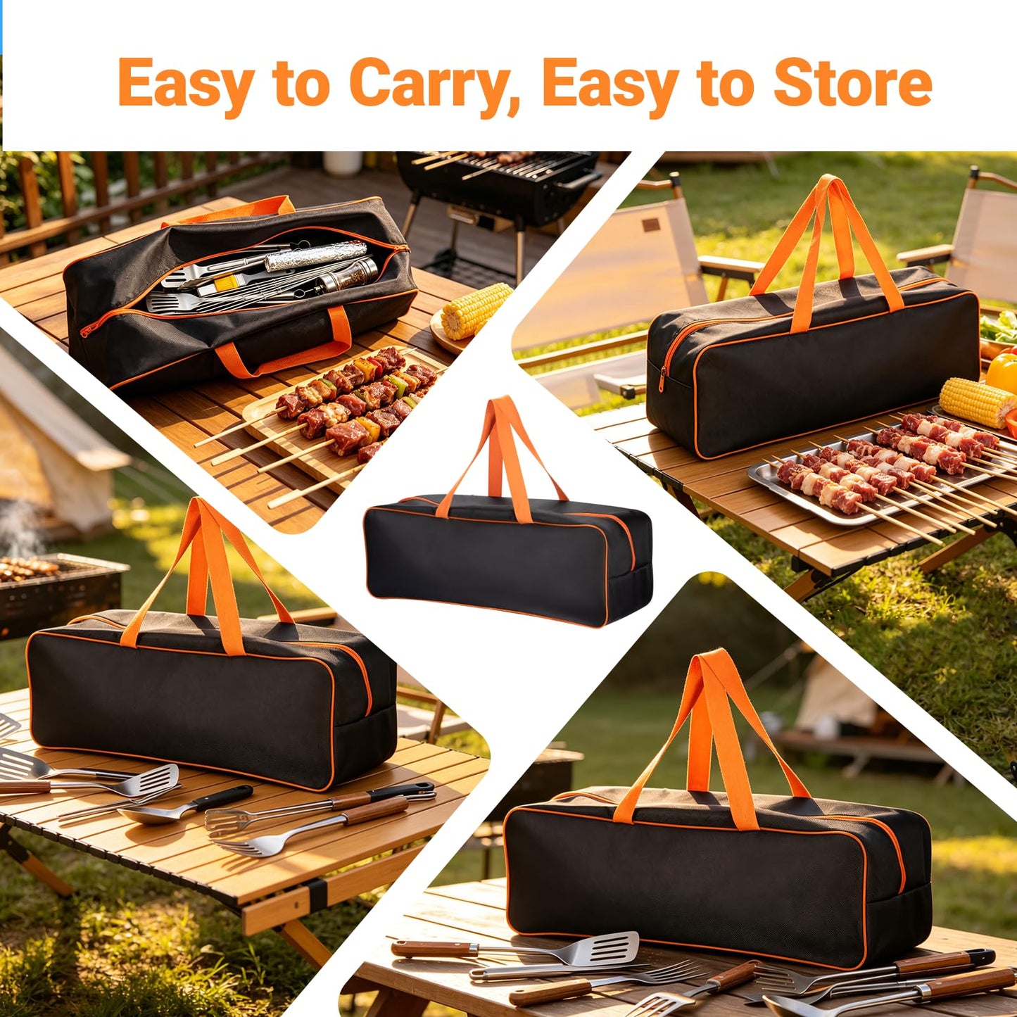 Grill Tool Storage Bag 24" x 8" x 8" Heavy-Duty Grill Utensil Storage, Large Capacity Grill Accessory Storage, Accessories Storage Compatible with Blackstone