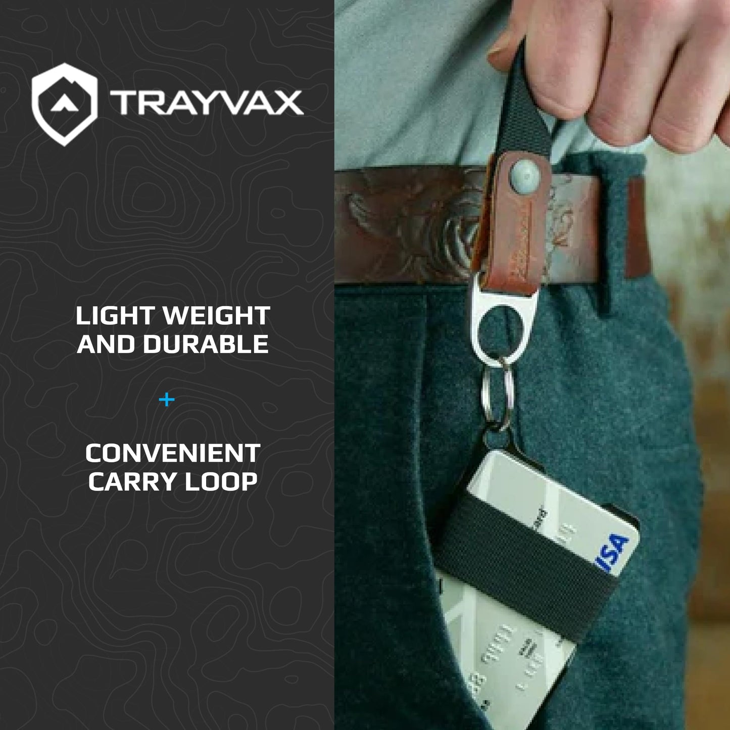 Trayvax Keyton Leather Keychain, Quick Release Carabiner Clip Key Chain for Men and Women, Stainless Steel, Raw Mississippi Mud