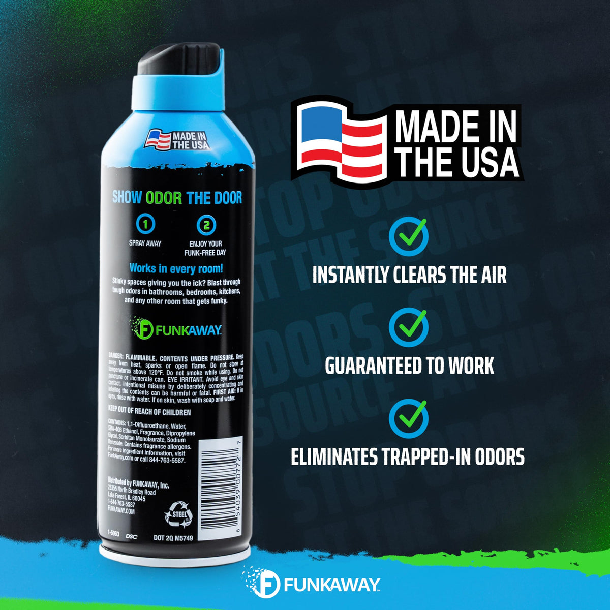 FunkAway Extreme Odor Eliminating Room Refresher AeroSpray, 6 oz., Odor Eliminating Room Spray Removes Musty, Stuffy, Stinky and Smelly Airborne odors