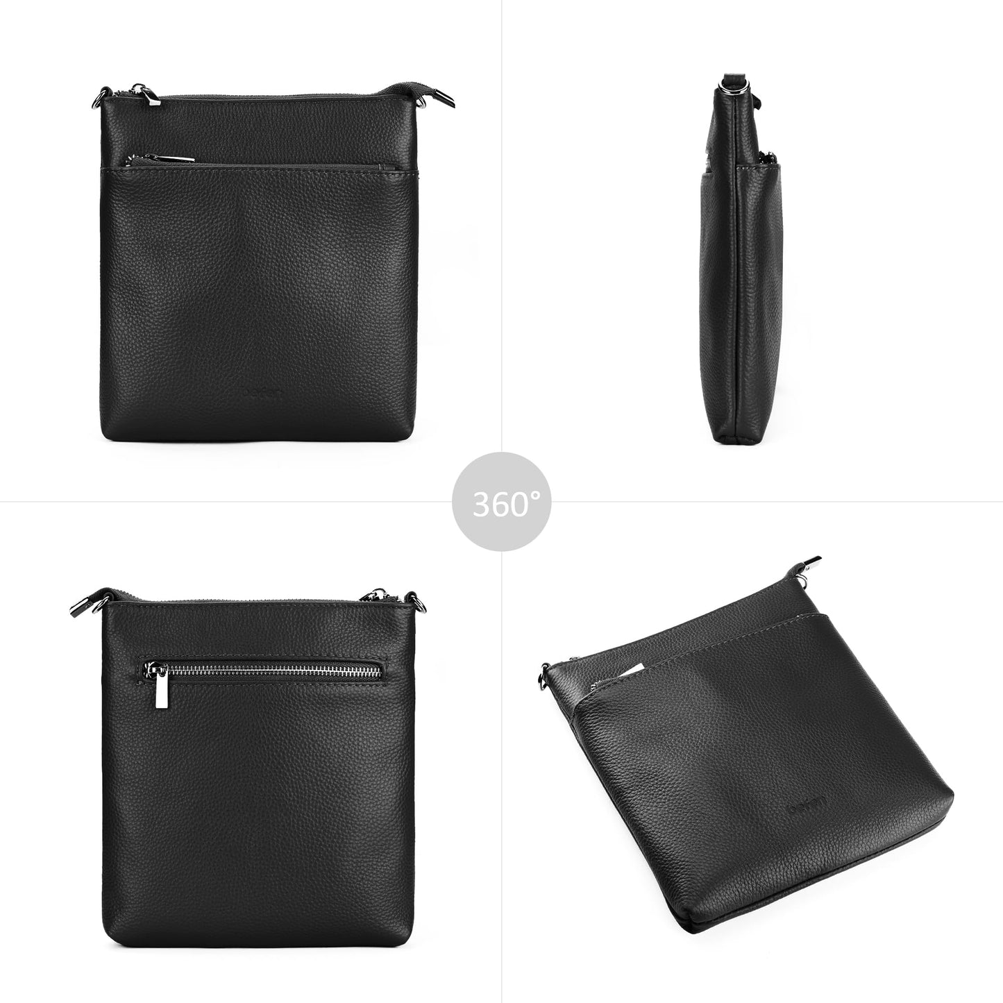 befen Small Black Genuine Leather Crossbody Purses for Women Travel Cross Body Bags with Adjustable Shoulder Strap