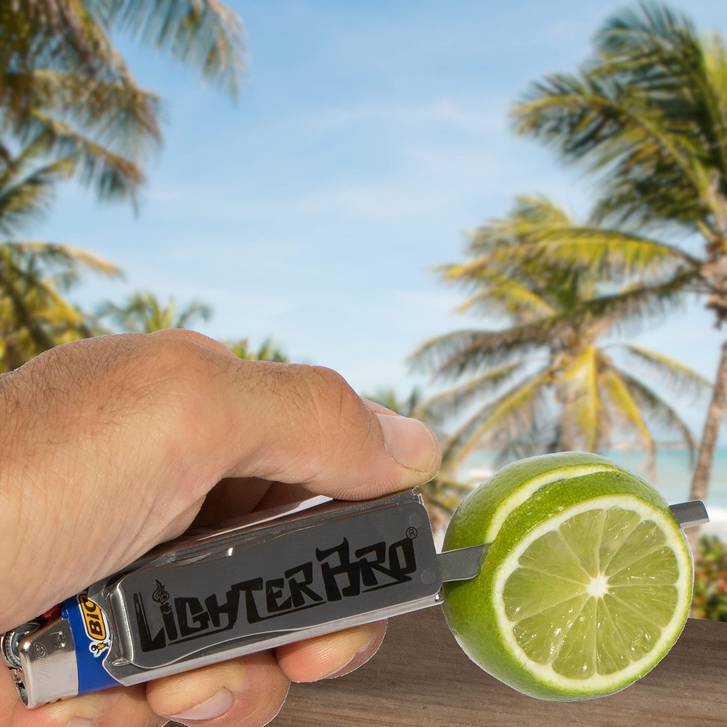 LighterBro Stealth Black - Stainless Steel Sleeve to Transform Your Pocket Lighter - Lighter Case with Poker, Super Sharp Knife & Scissors, Bottle Opener, Screwdrivers, & Keychain Holder