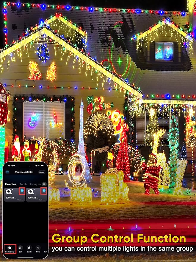 Smart Color Changing Christmas Lights, 132FT 400 LED RGB Christmas String Lights with App & Remote Control, Waterproof Christmas Tree Lights for Outdoor Indoor Party Decor