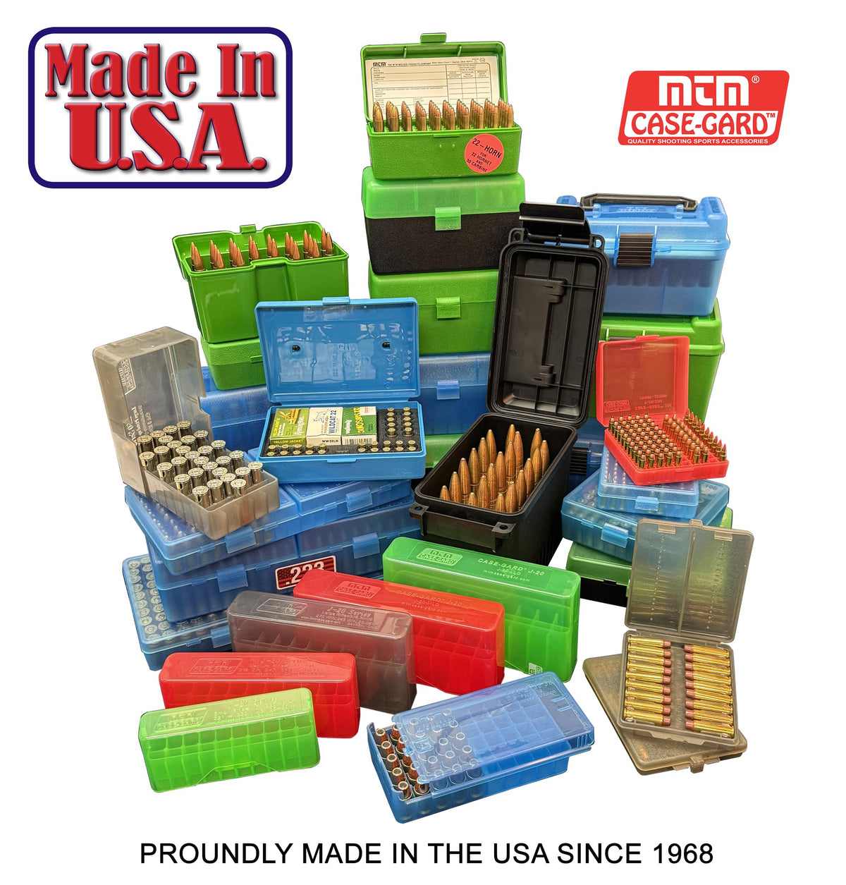 MTM Case-Gard P-100-9-16T Ammo Box, 100 Round Flip-Top, Fits 9mm 380 ACP, Easy to Grip, Stackable, Snap Lock Latch, 4.75"x 5.13"x1.46", USA Made, Clear Green/Black
