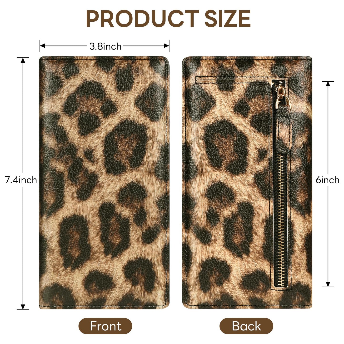 Handlein Womens Wallet, Extra Slim RFID Wallets, Leather Bifold Clutch Billfold Purse, with 11 Card Slots & ID Window, Cute Credit Card Holder Purse for Ladies Girls (Leopard Print)