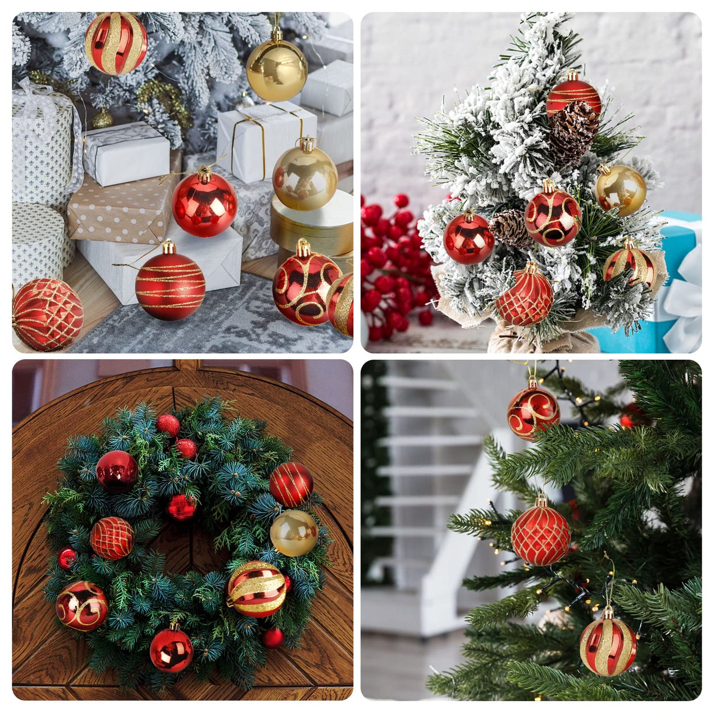 30 PCS Christmas Ball Ornaments Tree Decorations, 60mm/2.36" Classic Red and Gold Shatterproof Christmas Bulbs Ornaments for Xmas Tree Holiday Wreath Decor
