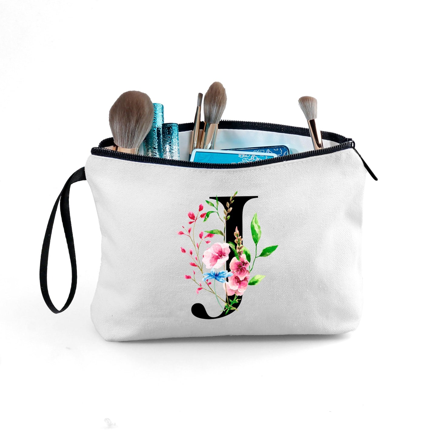 SEAMOON A-Z Personalized Makeup Bag with Mirror, Birthday Gifts for Women Friend Sister Teacher Coworkers, Bride Bridesmaid Travel Cosmetic Bag, Mothers Day Christmas Graduation J