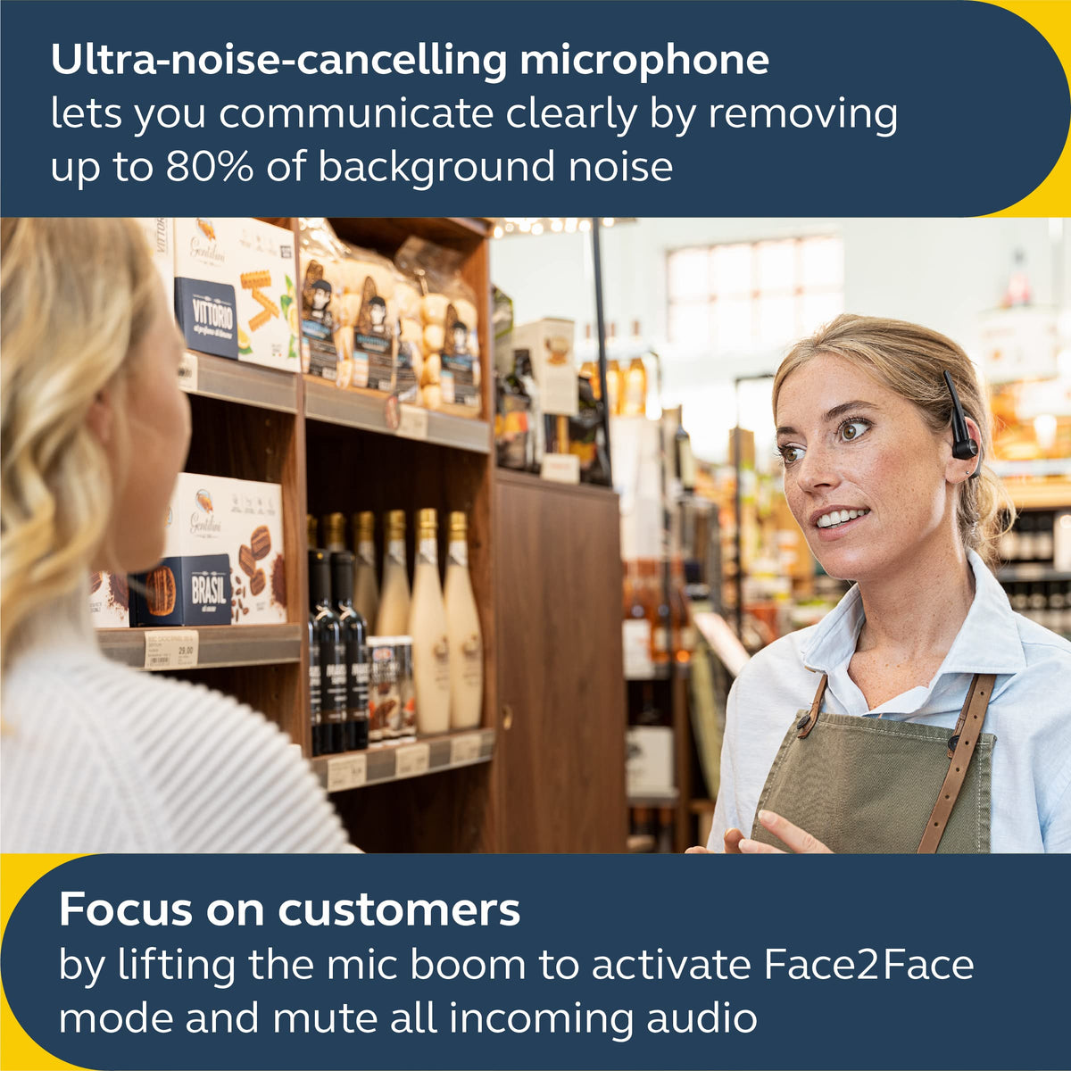 Jabra Perform 45 Push-to-Talk (PTT) Bluetooth Wireless Headset, Noise-Cancelling Microphone, Push-to-Talk Functionality, Face2Face Mode, and Discreet Design, IP54-Rated, Black