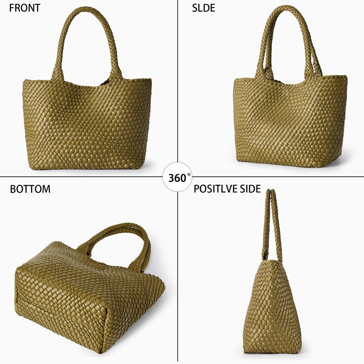 JOTOFIT Woven Tote Bag for Women, Fashion Top Handle Shoulder Bag Soft Vegan Leather Large Work Shopper Summer Beach Travel Handbag Tote Bag with Purse
