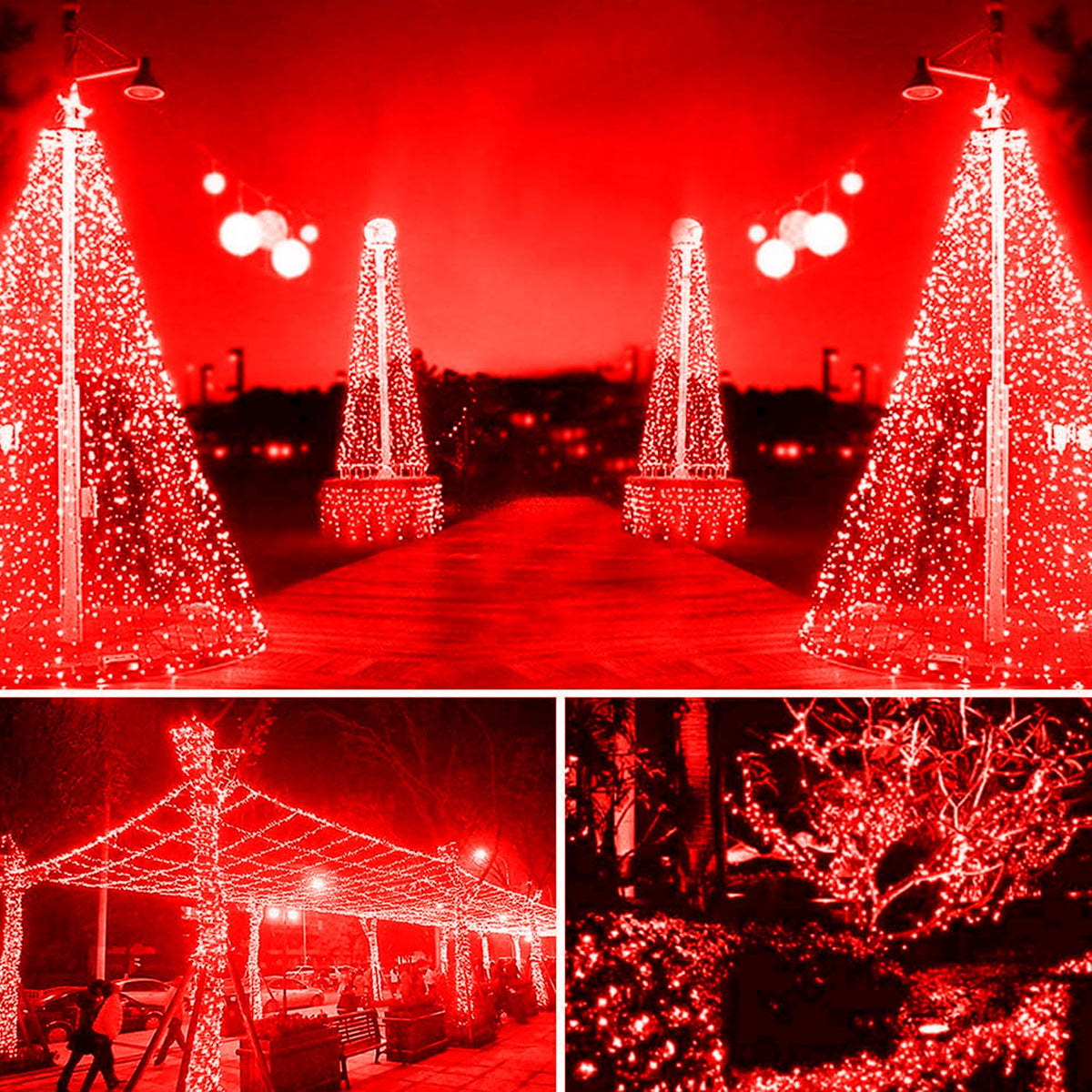 XTF2015 105ft 300 LED Christmas String Lights, End to End Plug 8 Modes Christmas Lights - UL Certified - Outdoor Indoor Fairy Light Christma s Tree, Patio, Garden, Party, Wedding, Holiday (Red)